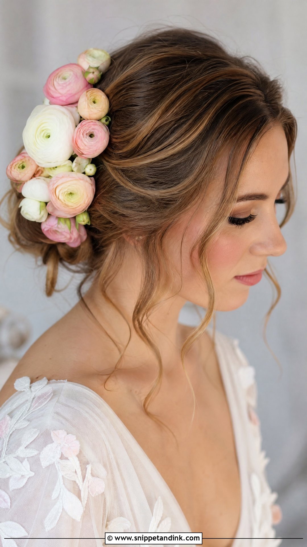 Ranunculus Flower Updo - Snippet and Ink - 20 Bridal Hair Flower Ideas