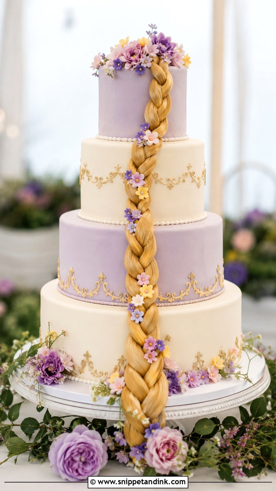 Rapunzel Braid Wedding Cake - Snippet and Ink - 20 Tangled Theme Wedding Cake Ideas