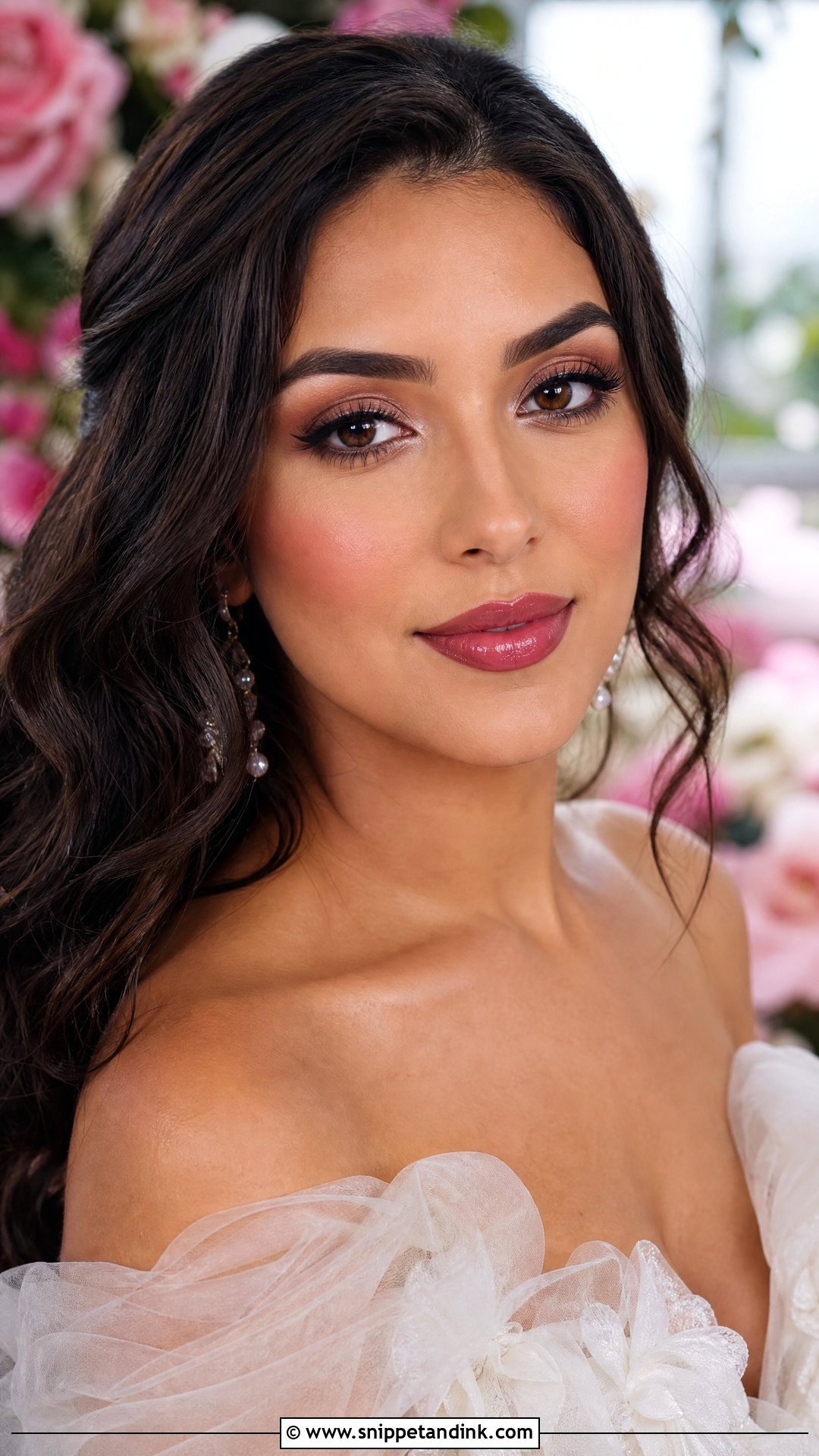 Raspberry Bridal Lip Combo With Glowing Skin - Snippet and Ink - 25 Bridal Lip Combo Ideas