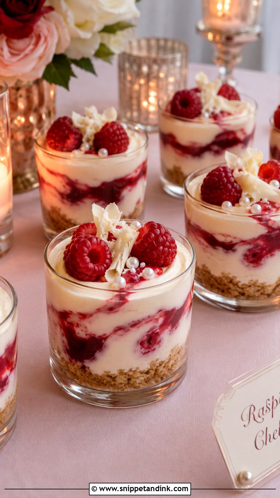 Raspberry Cheesecake Dessert Cups - Snippet and Ink - 20 Wedding Dessert Cup Ideas