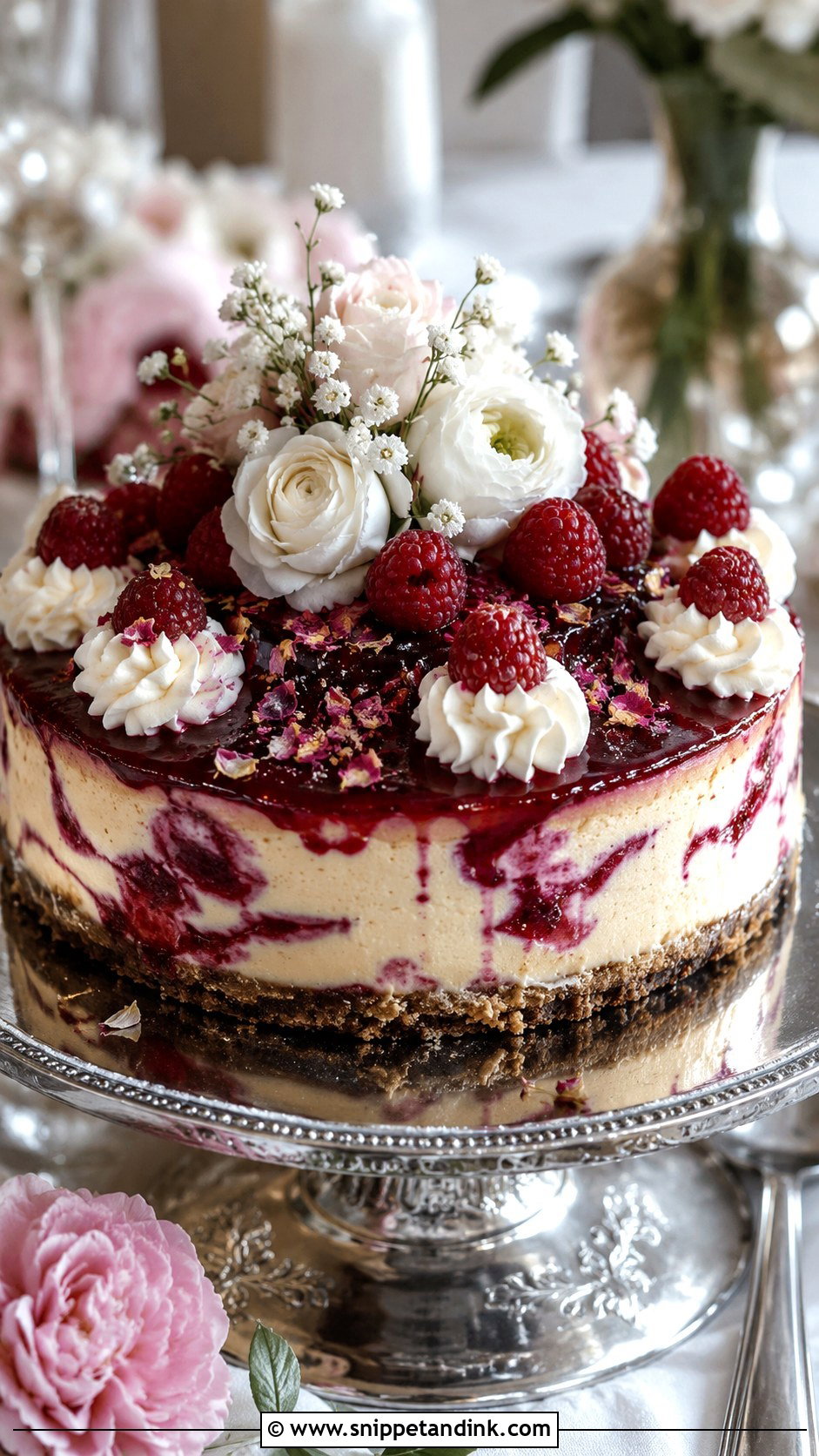 Raspberry Cheesecake Wedding Cake - Snippet and Ink - 20 Cheesecakes for Weddings