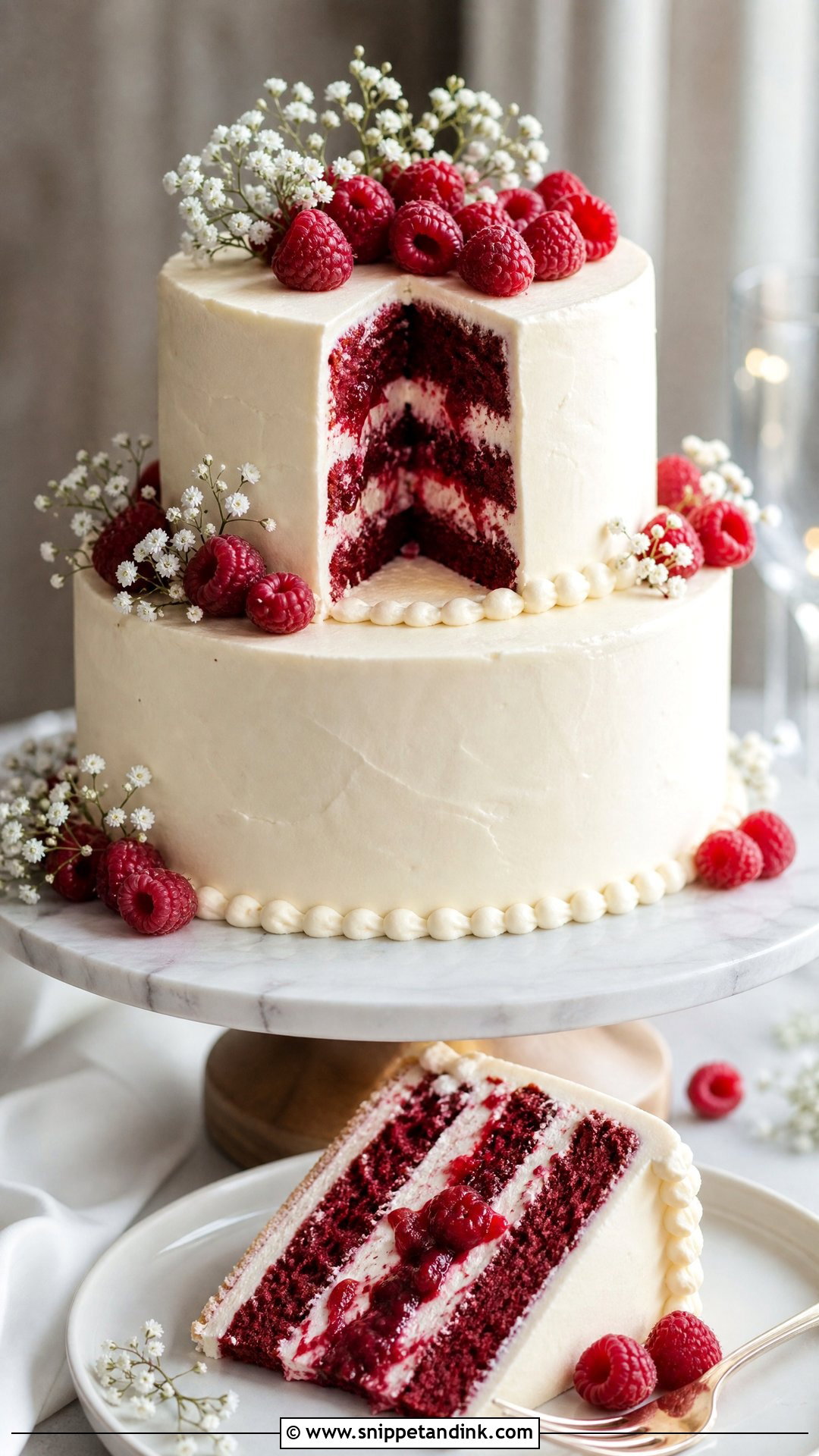 Raspberry Cream Cheese Wedding Cake - Snippet and Ink - 20 Raspberry Wedding Cake Ideas