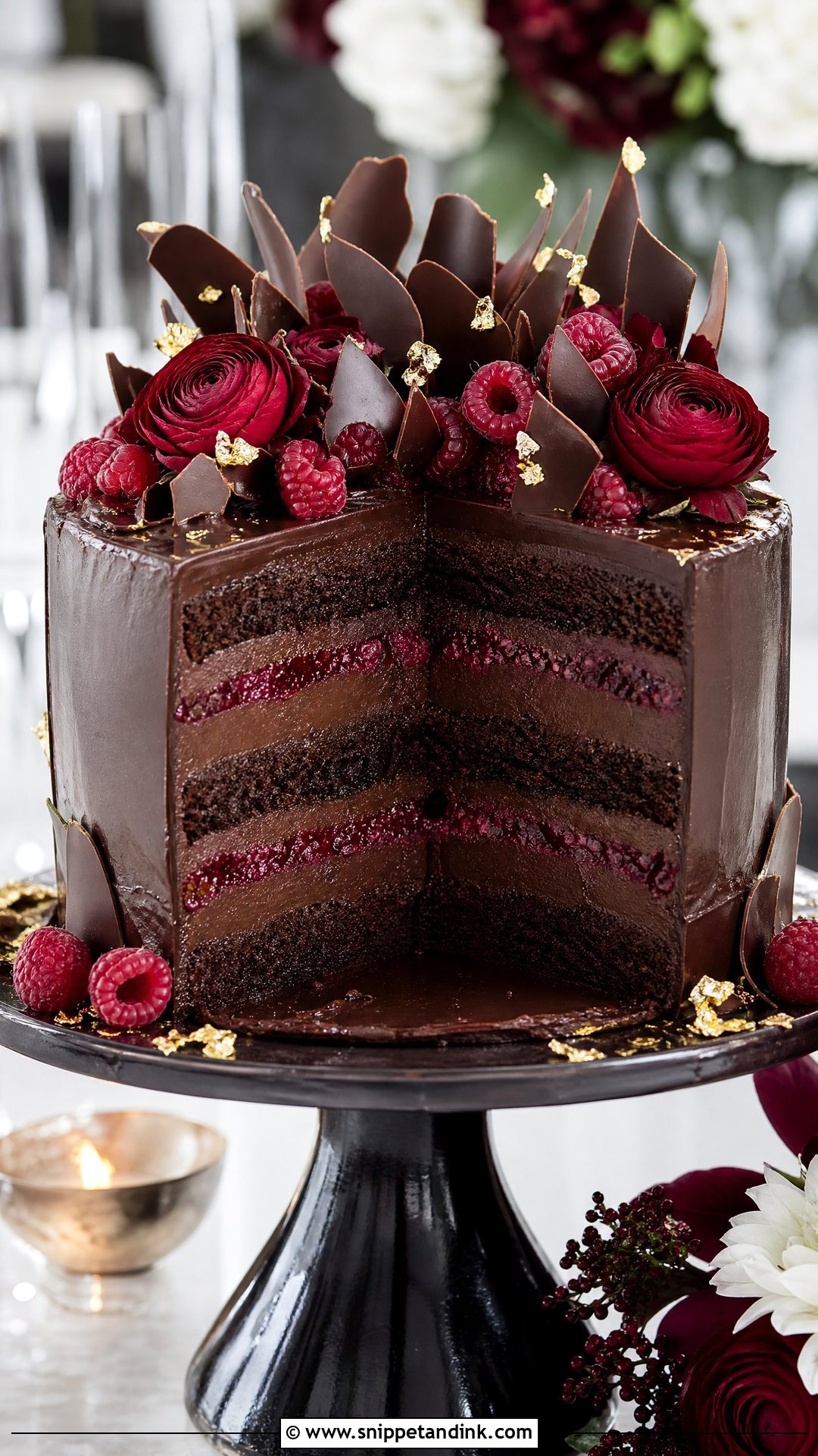 Raspberry Ganache Wedding Cake - Snippet and Ink - 20 Raspberry Wedding Cake Ideas