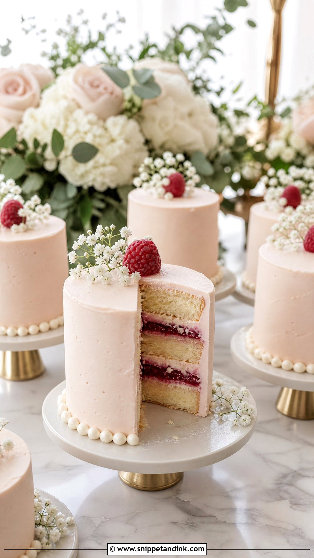 Raspberry Mini Wedding Cakes - Snippet and Ink - 20 Raspberry Wedding Cake Ideas
