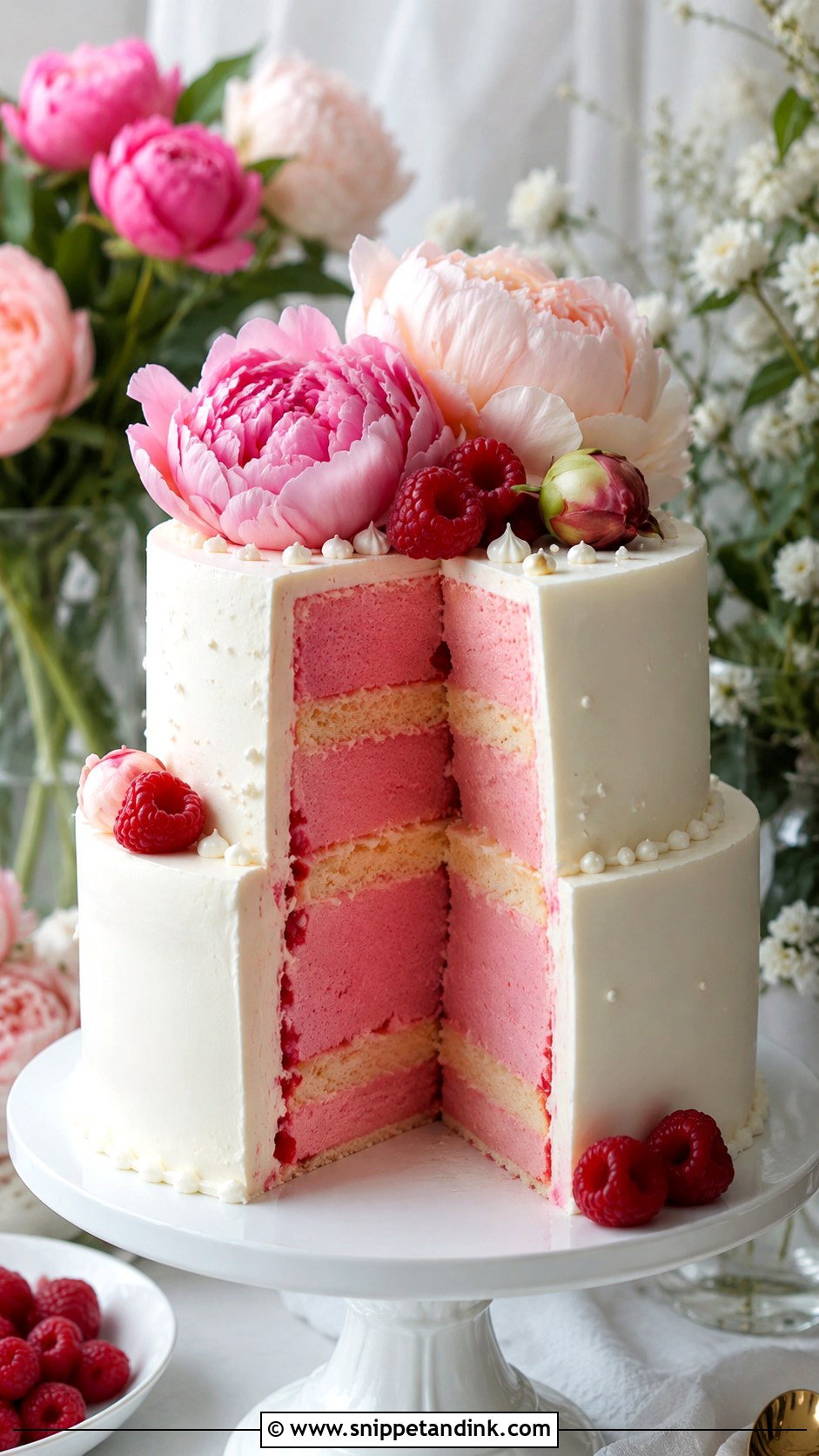 Raspberry Mousse Wedding Cake - Snippet and Ink - 25 Mousse Wedding Cake Ideas
