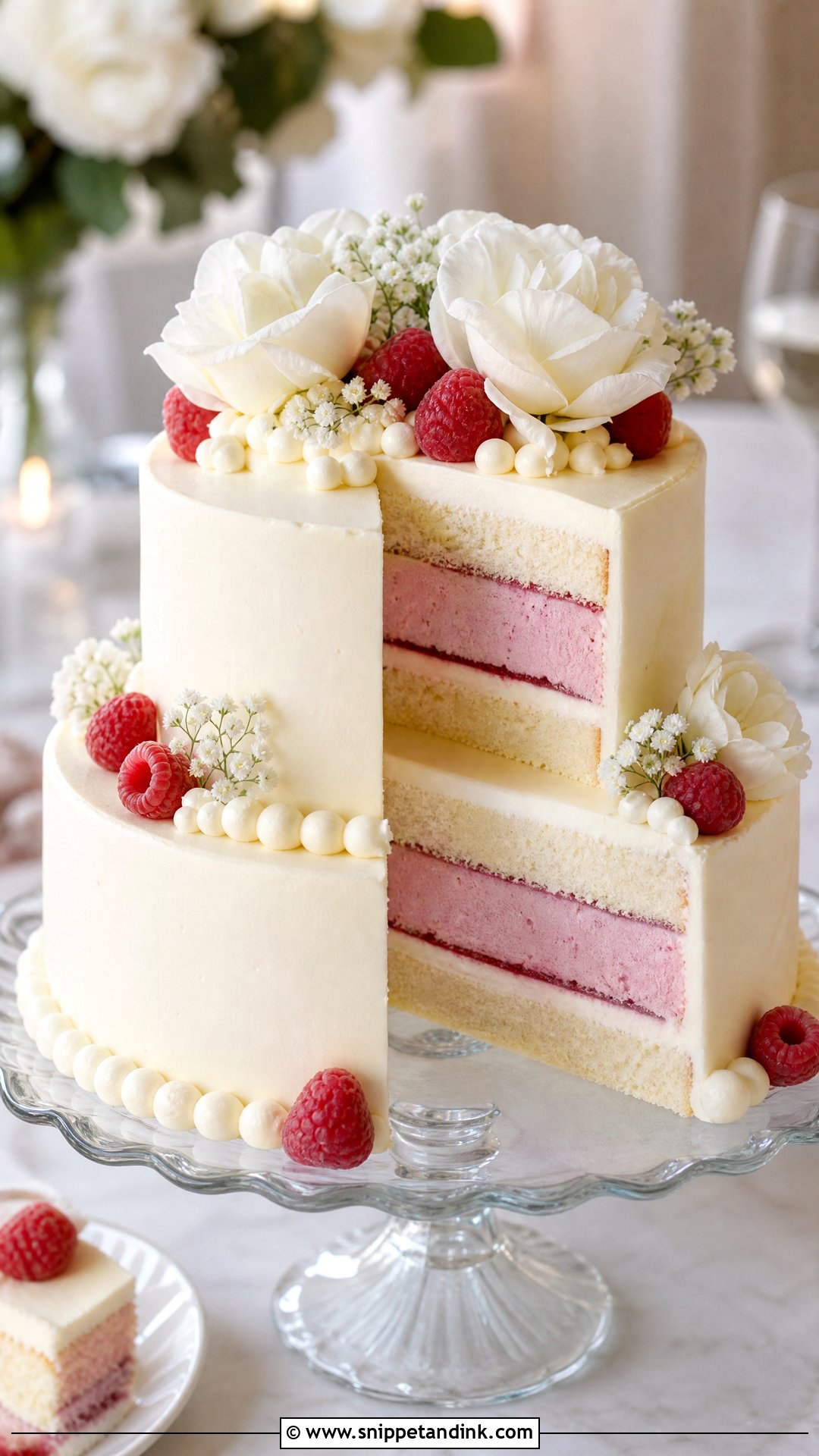 Raspberry Mousse Wedding Cake - Snippet and Ink - 20 Raspberry Wedding Cake Ideas