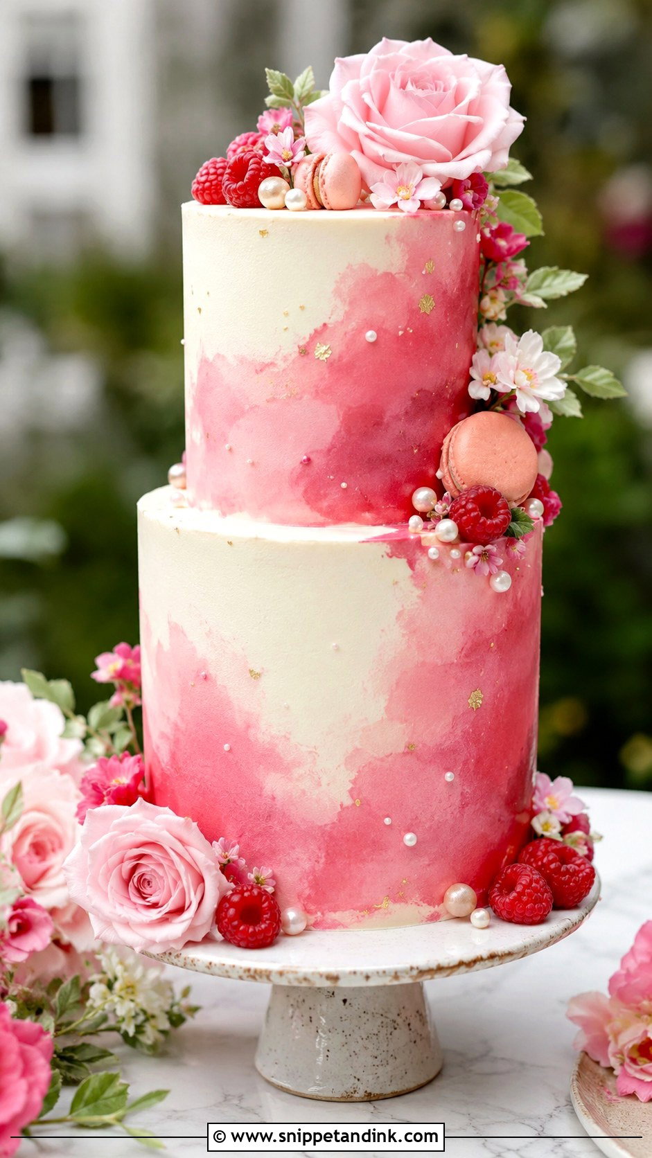 Raspberry Sorbet Wedding Cake - Snippet and Ink - 20 Sorbet Wedding Cake Ideas