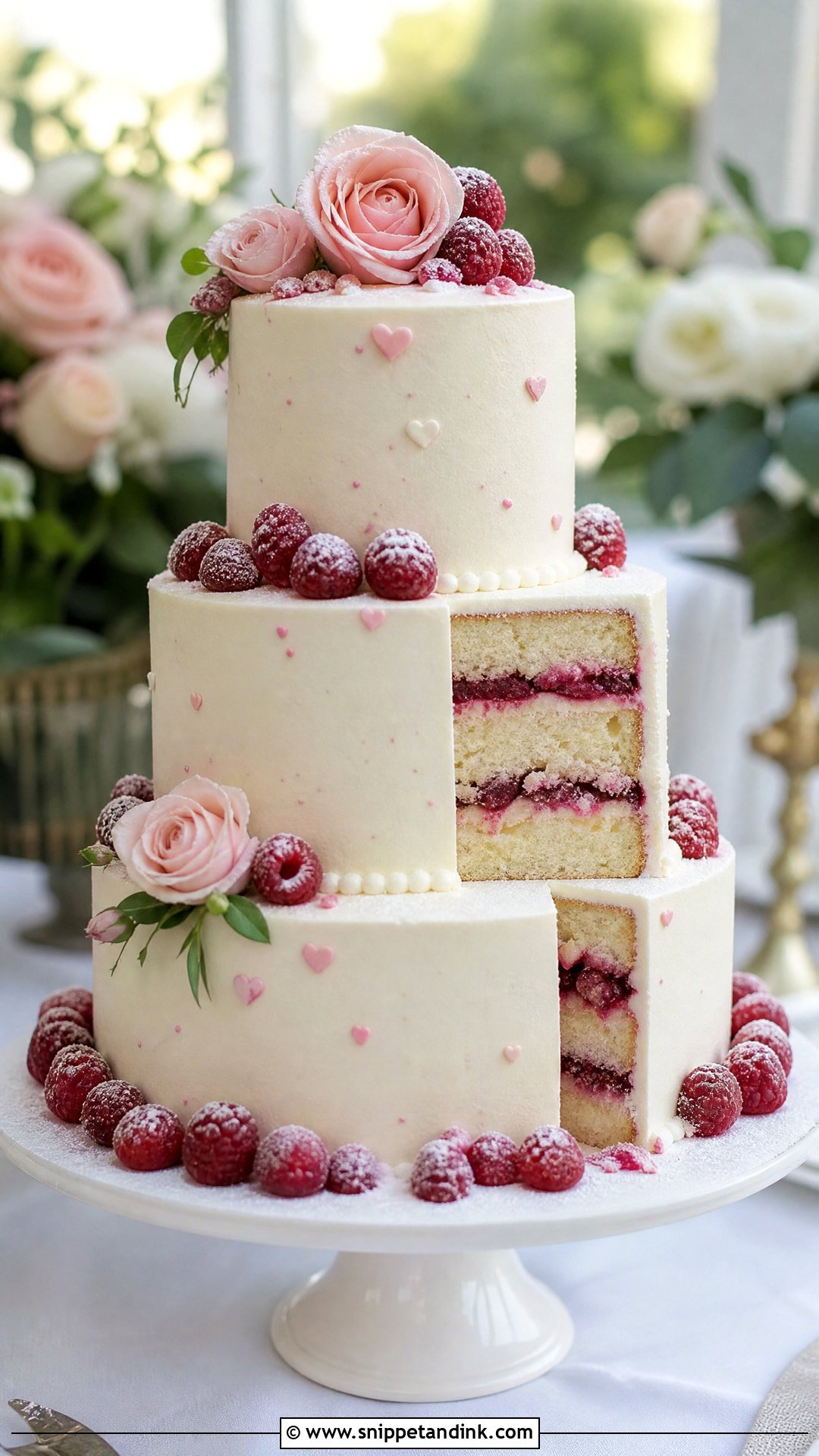 Raspberry Wedding Cake - Snippet and Ink - 25 Love Theme Cake Ideas for Wedding
