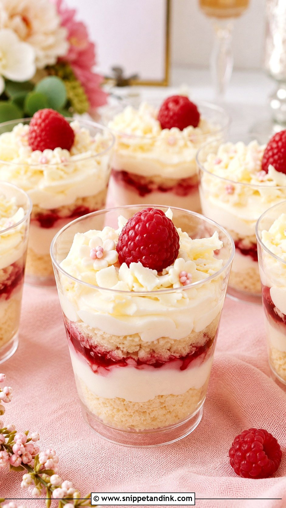Raspberry White Chocolate Wedding Cake Cups - Snippet and Ink - 20 Cake Cups Ideas for Wedding