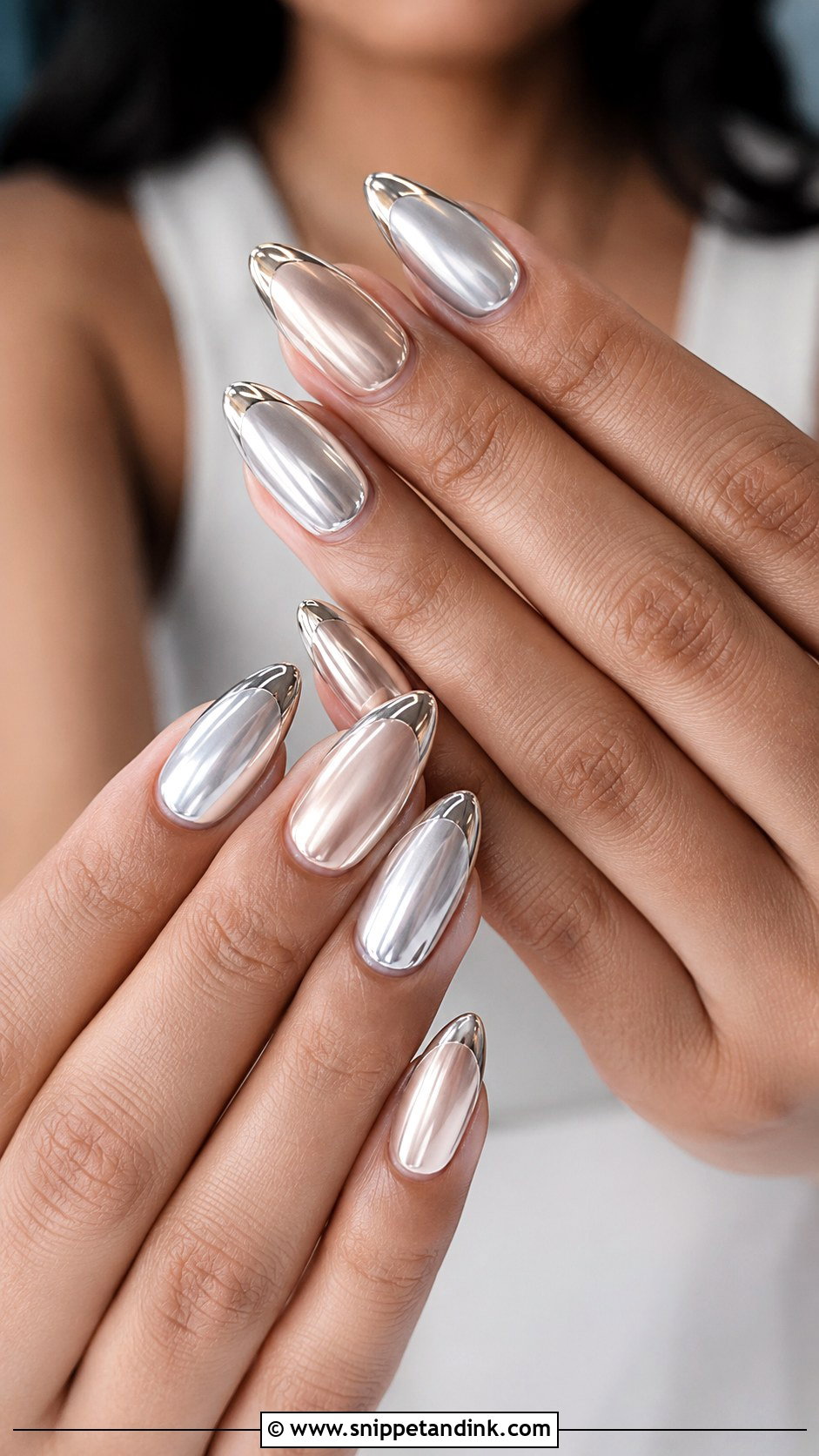 Reception Chrome Indian Wedding Nails - Snippet and Ink - 20 Indian Wedding Nails Design