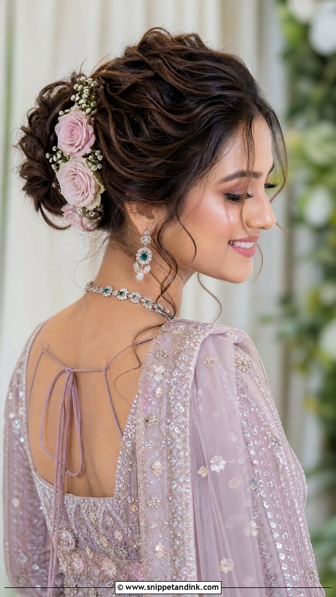 Reception Updo With Roses - Snippet and Ink - 20 South Indian Bridal Hair Ideas