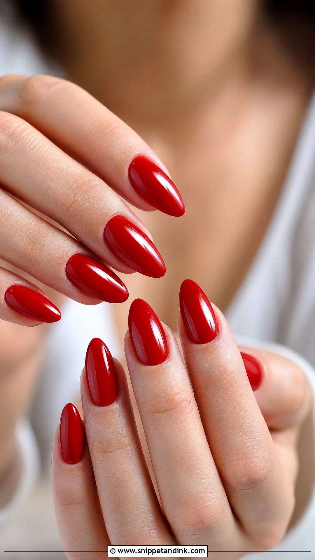 Red Almond Bridal Nails - Snippet and Ink - 25 Red Bridal Nails