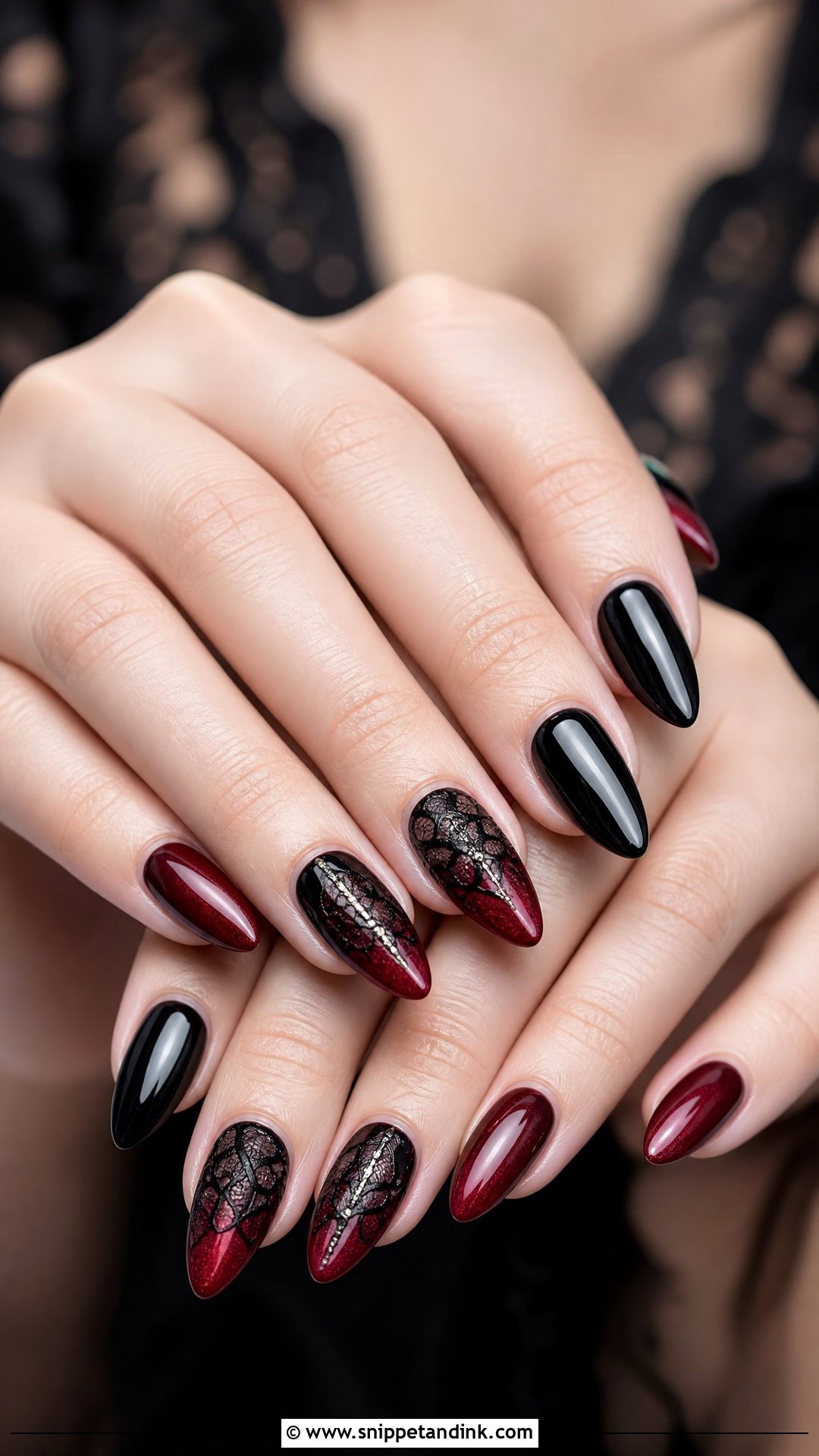 Red And Black Goth Wedding Nails - Snippet and Ink - 25 Goth Wedding Nails