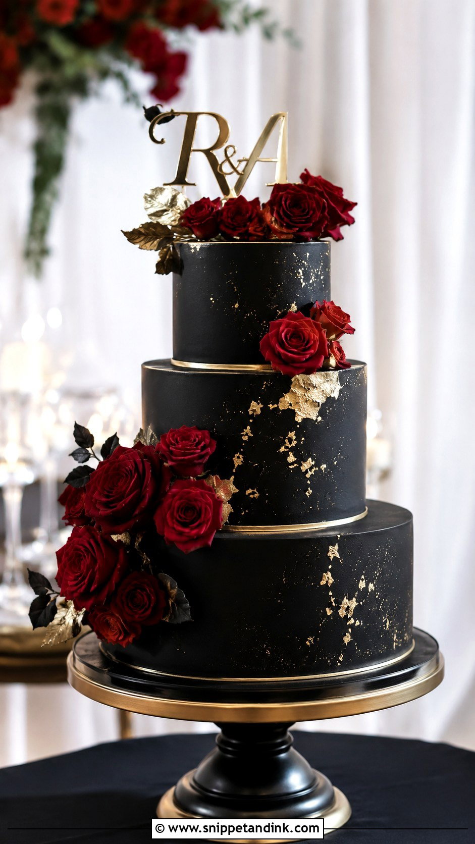 Red And Gold Black Wedding Cake - Snippet and Ink - 20 Red and Gold Cakes for Wedding