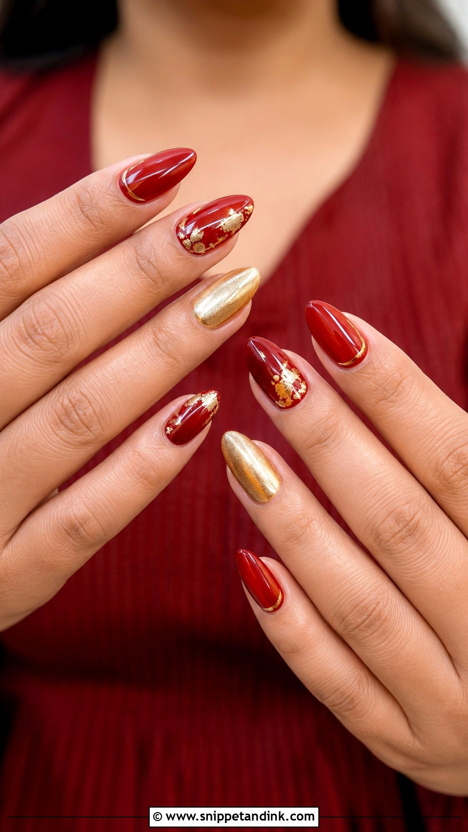 Red And Gold Bridal Nails For Indian Wedding - Snippet and Ink - 30 Bridal Nails Wedding Indian