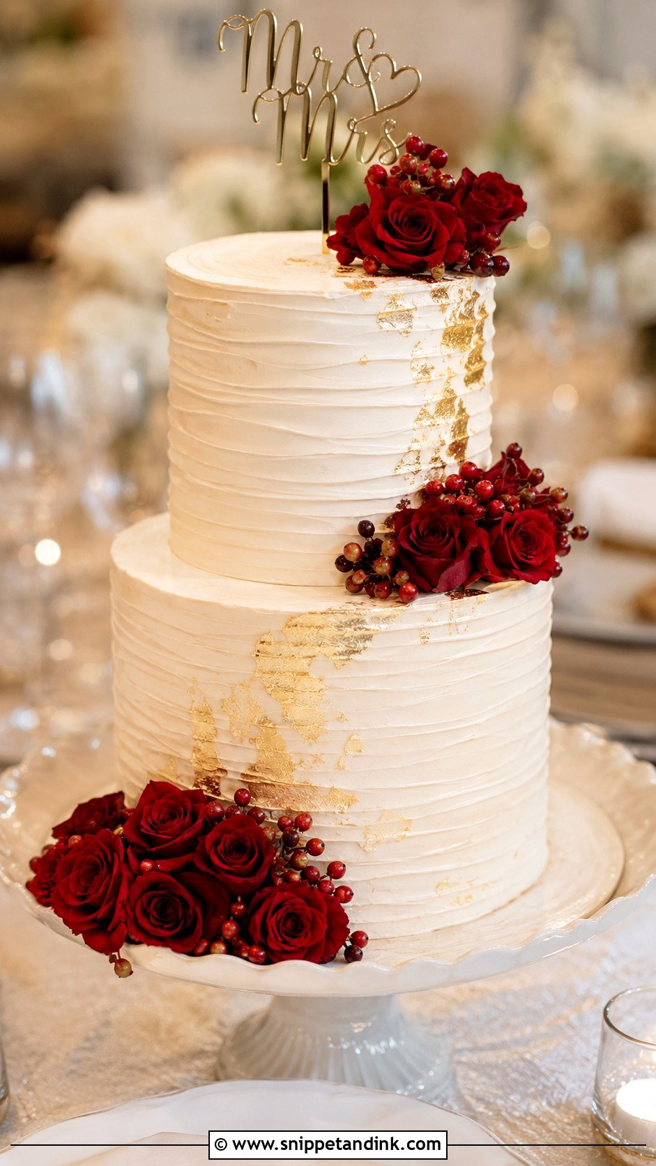 Red And Gold Buttercream Wedding Cake - Snippet and Ink - 20 Red and Gold Cakes for Wedding