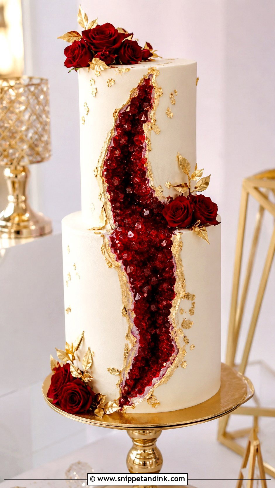 Red And Gold Geode Wedding Cake - Snippet and Ink - 20 Red and Gold Cakes for Wedding