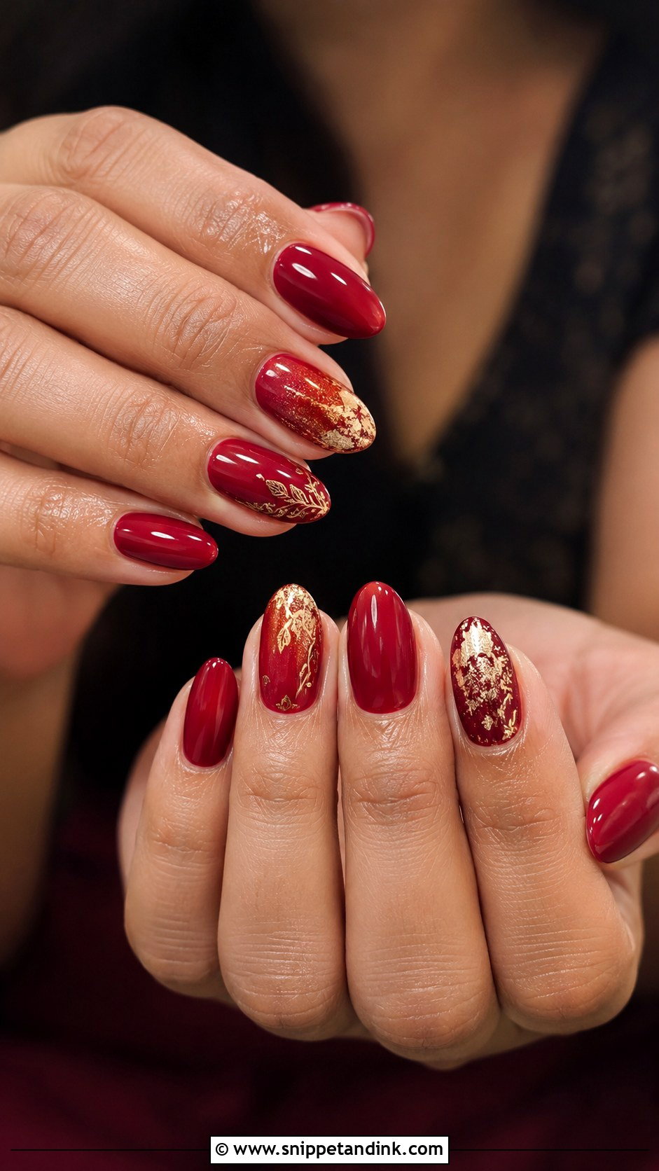 Red And Gold Indian Wedding Guest Nails - Snippet and Ink - 20 Indian Wedding Guest Nails