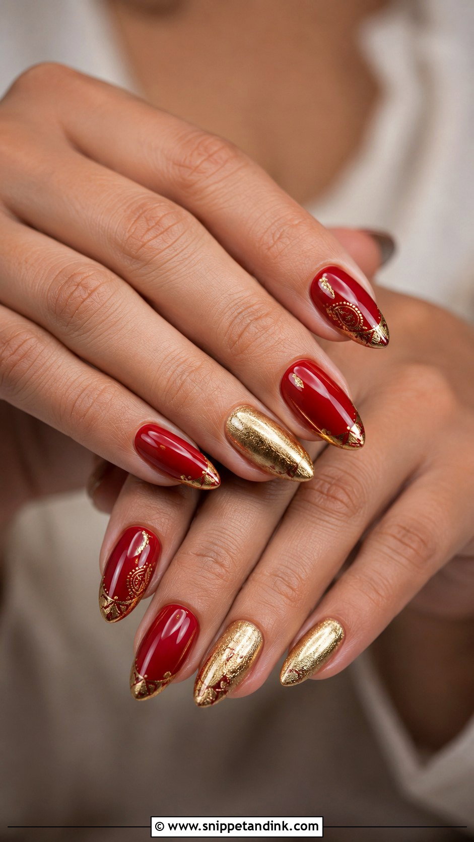 Red And Gold Indian Wedding Nails - Snippet and Ink - 30 Indian Wedding Nails