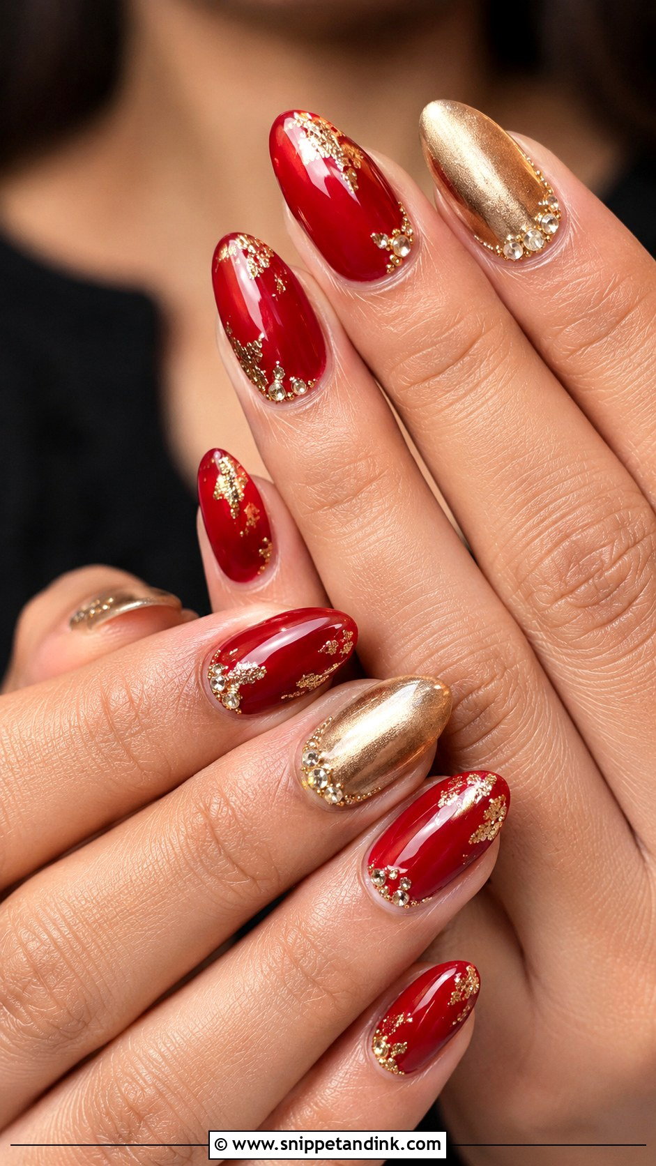 Red And Gold Indian Wedding Nails - Snippet and Ink - 20 Indian Wedding Nails Design