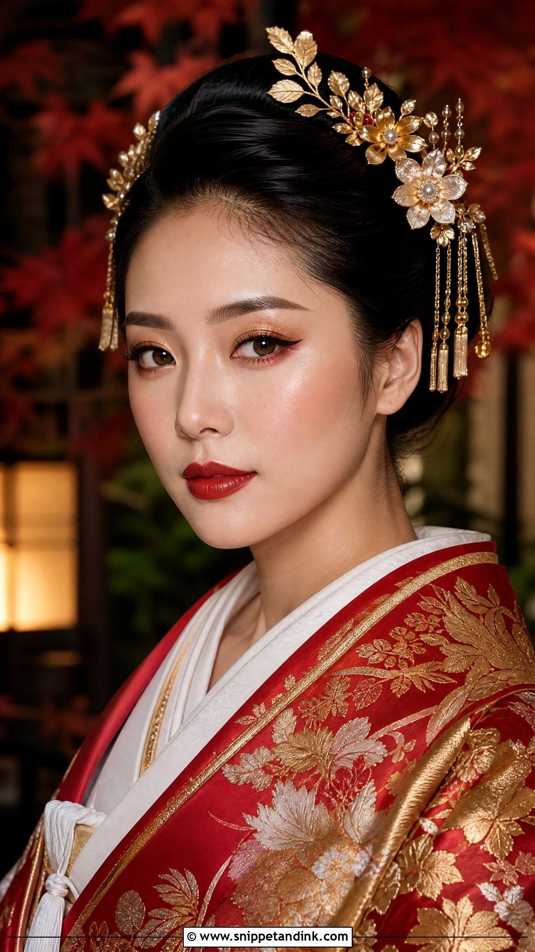 Red And Gold Japanese Wedding Makeup - Snippet and Ink - 20 Japanese Wedding Makeup Ideas