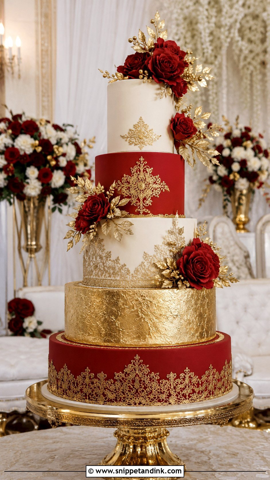 Red And Gold Luxury Wedding Cake - Snippet and Ink - 20 Red and Gold Cakes for Wedding