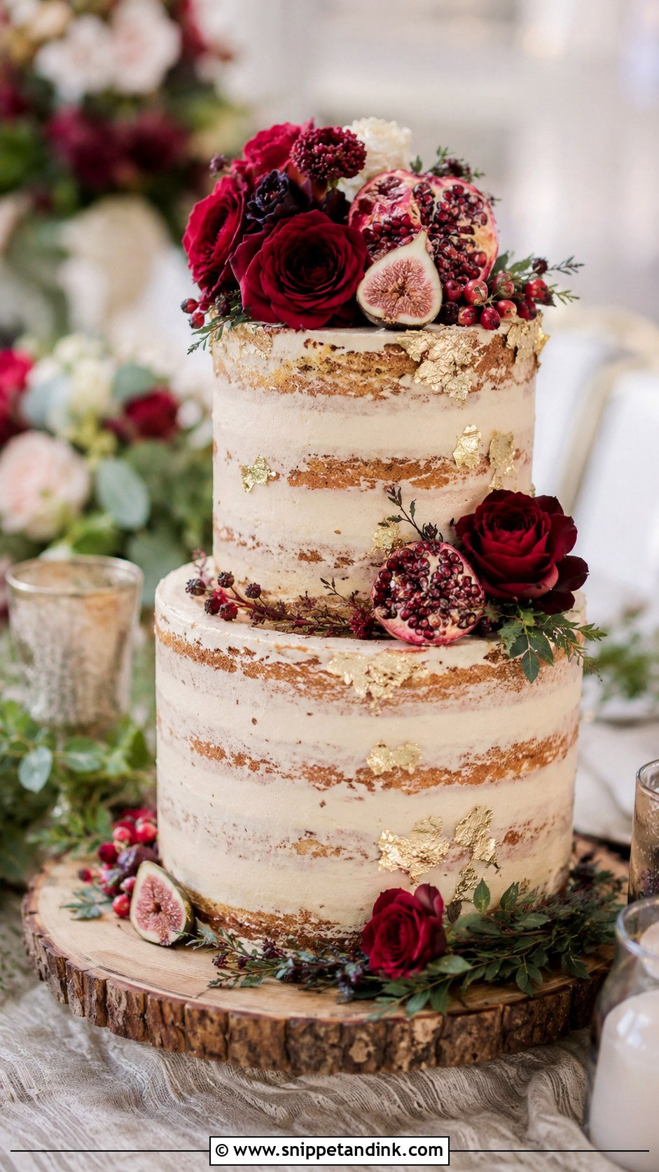 Red And Gold Rustic Wedding Cake - Snippet and Ink - 20 Red and Gold Cakes for Wedding