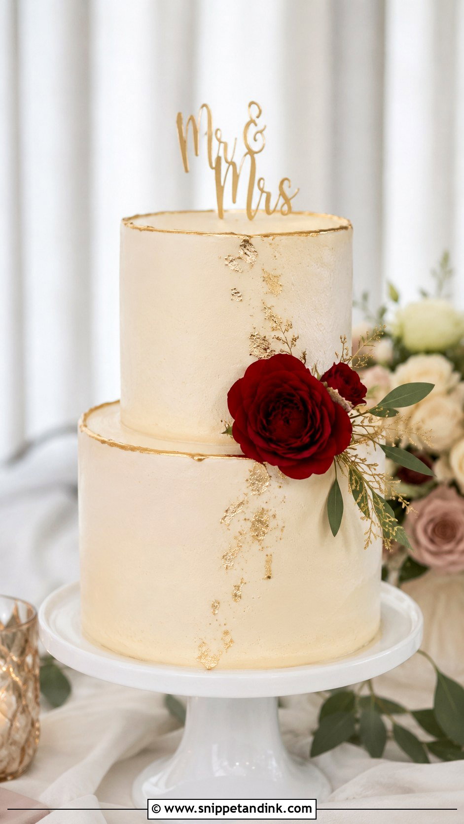 Red And Gold Simple Wedding Cake - Snippet and Ink - 20 Red and Gold Cakes for Wedding