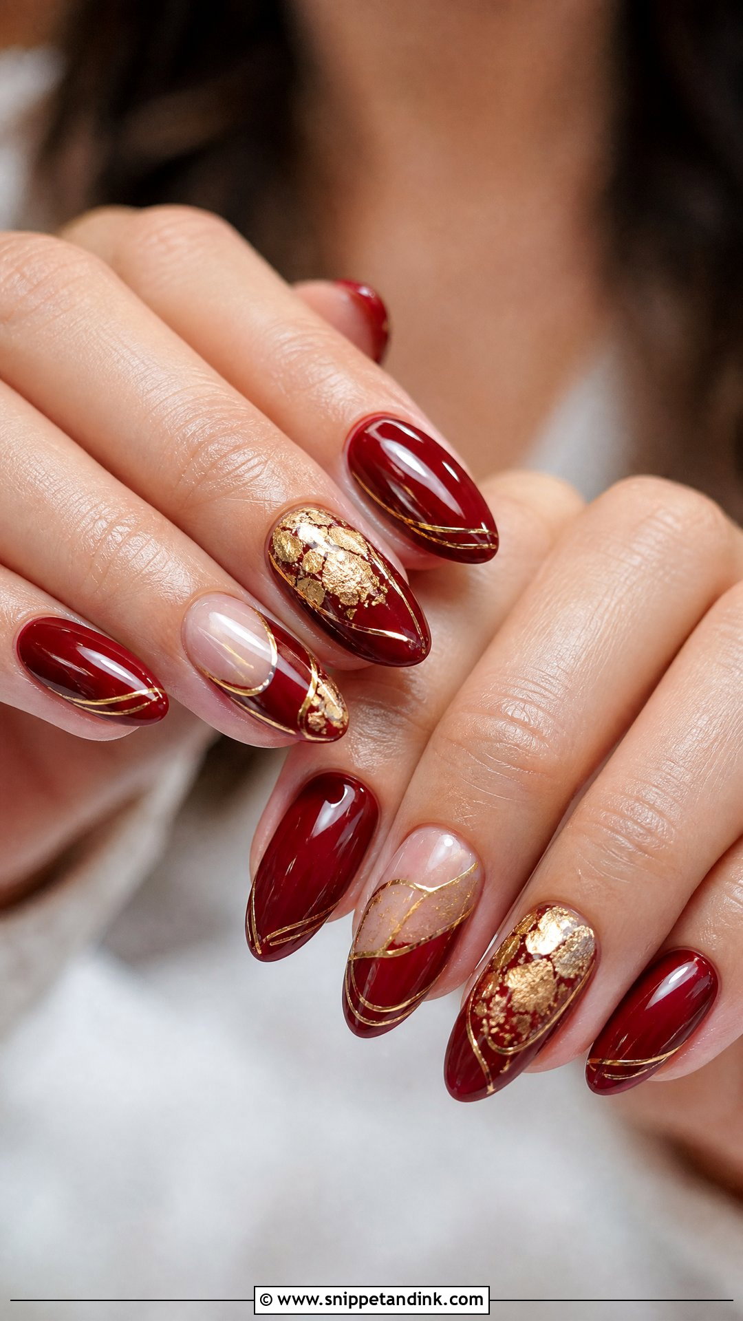 Red And Gold Wedding Nails - Snippet and Ink - 25 Elegant Red Wedding Nail Art Ideas