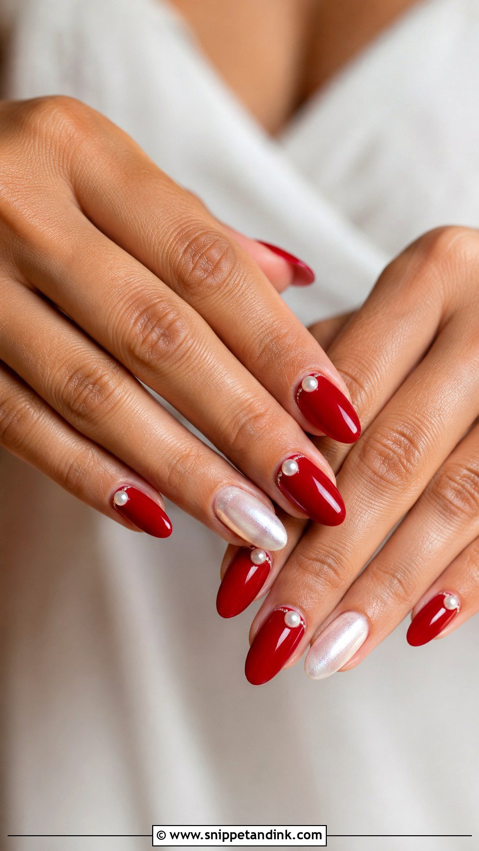Red And Pearl Wedding Nails - Snippet and Ink - 20 Red Nails for Wedding
