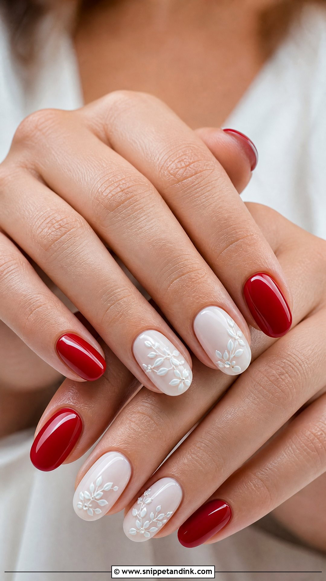Red And White Bridal Nails - Snippet and Ink - 25 Red Bridal Wedding Nails