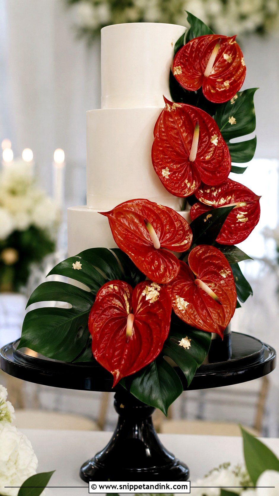 Red Anthurium Wedding Cake - Snippet and Ink - 20 Anthurium Wedding Cake Ideas