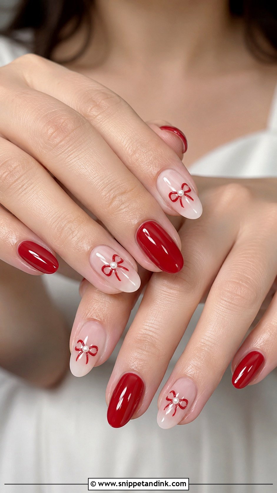Red Bow Bridal Nails - Snippet and Ink - 20 Red Bridal Nail Art Ideas