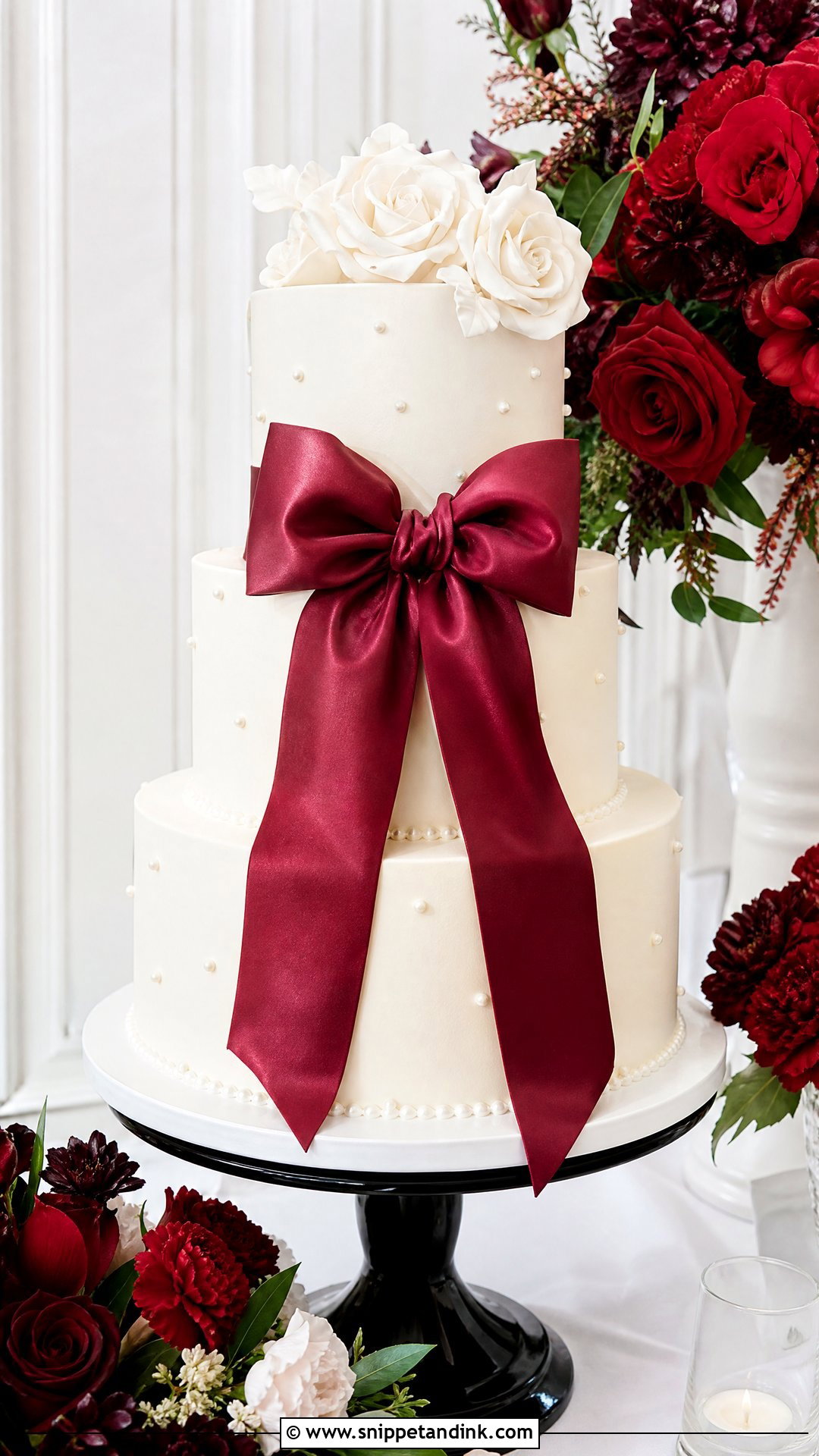 Red Bow Wedding Cake - Snippet and Ink - 35 Bow Cake Ideas for Wedding