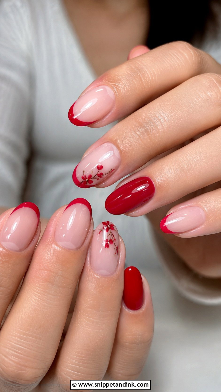 Red Bridal Accent Nails - Snippet and Ink - 20 Classy Red Wedding Nail Art Designs