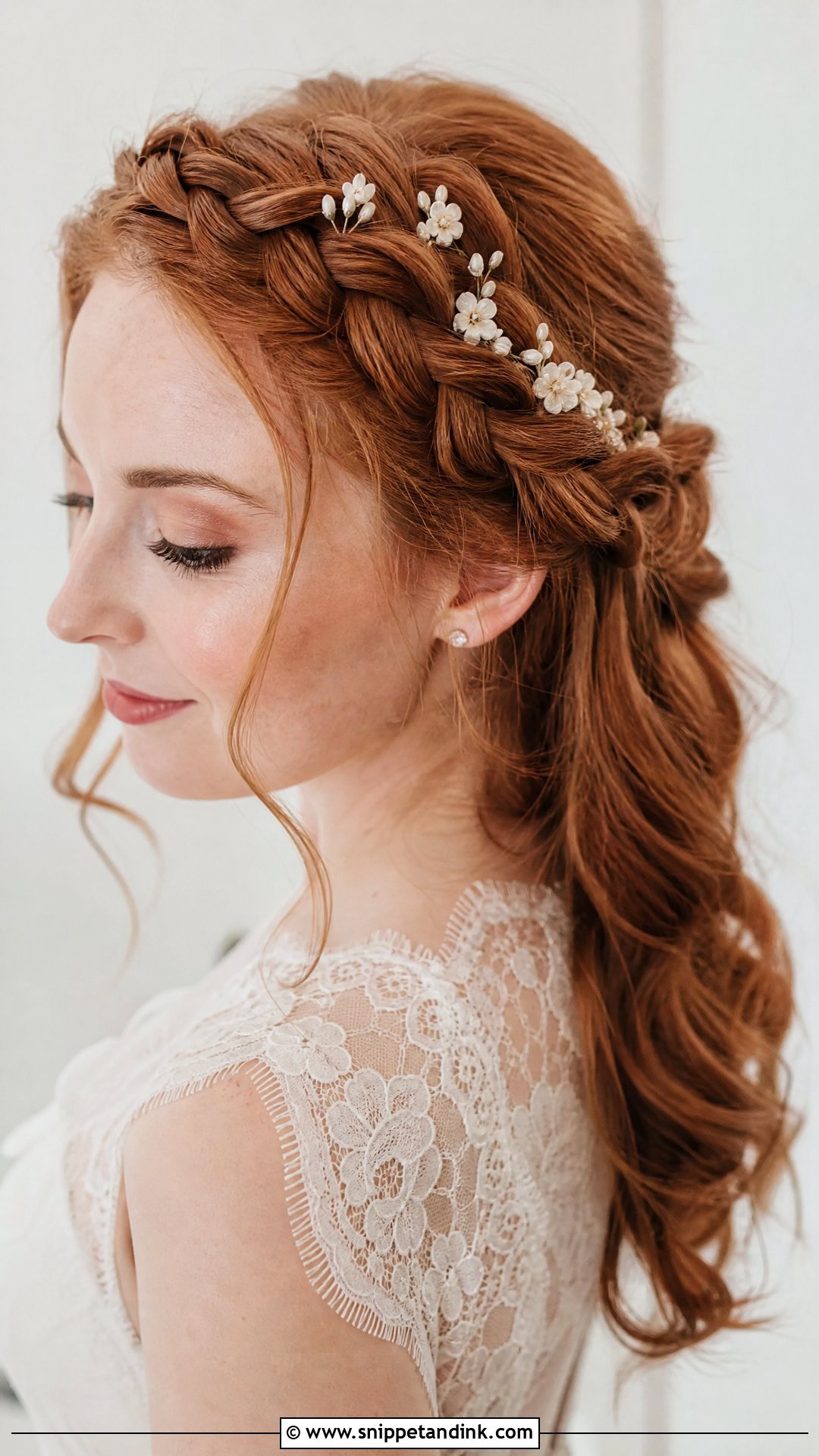 Red Bridal Hair Braided Crown - Snippet and Ink - 20 Red Bridal Hair Ideas