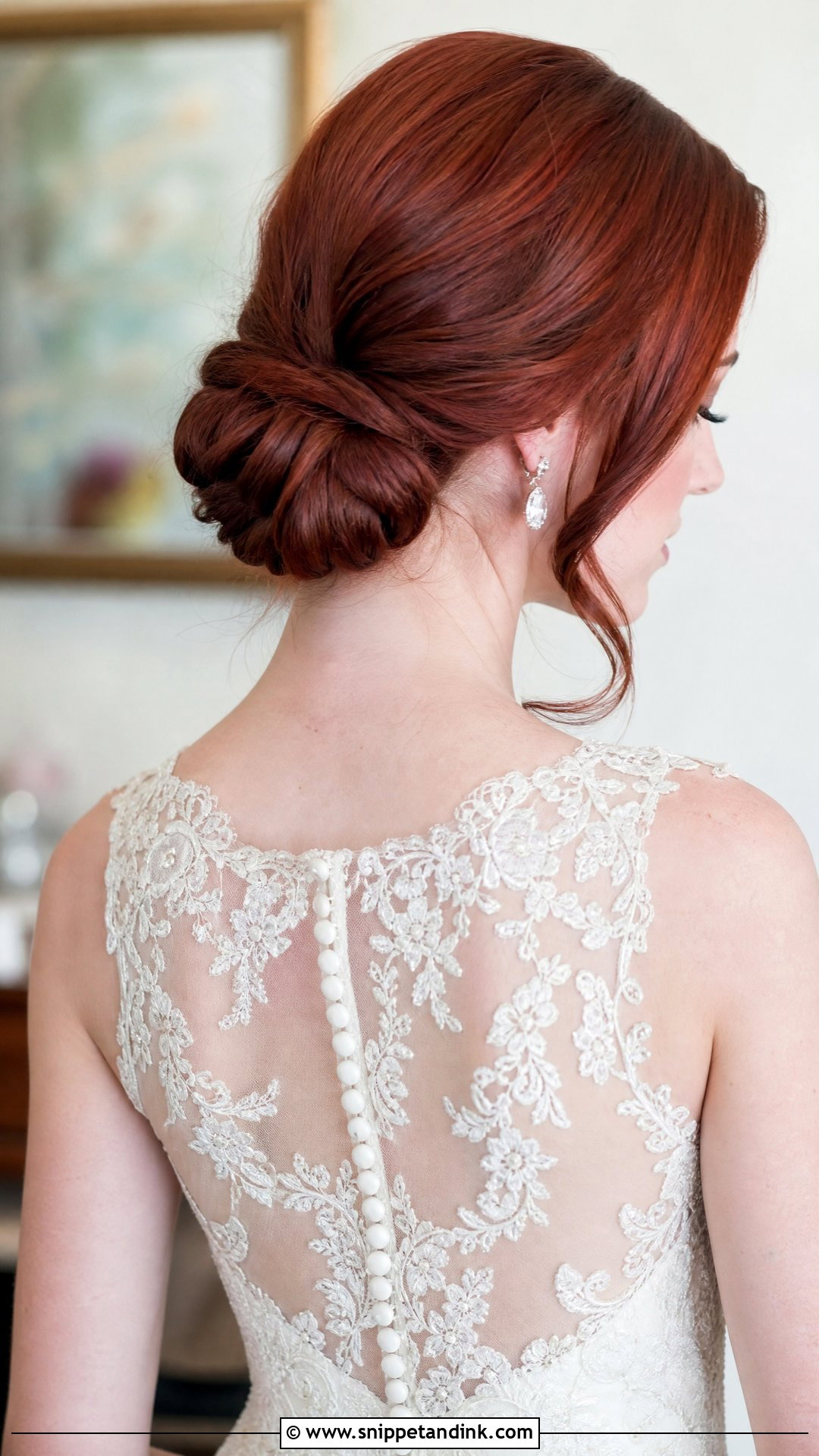 Red Bridal Hair Chignon - Snippet and Ink - 20 Red Bridal Hair Ideas