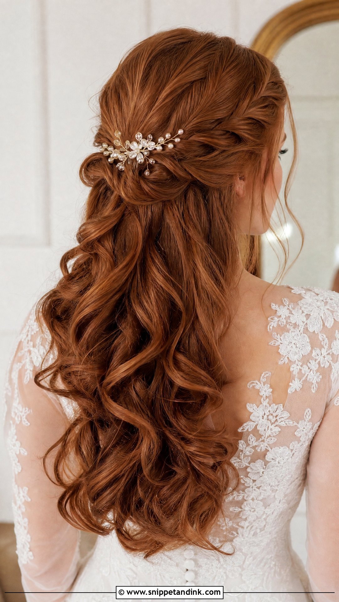 Red Bridal Hair Half Up Half Down - Snippet and Ink - 20 Red Bridal Hair Ideas