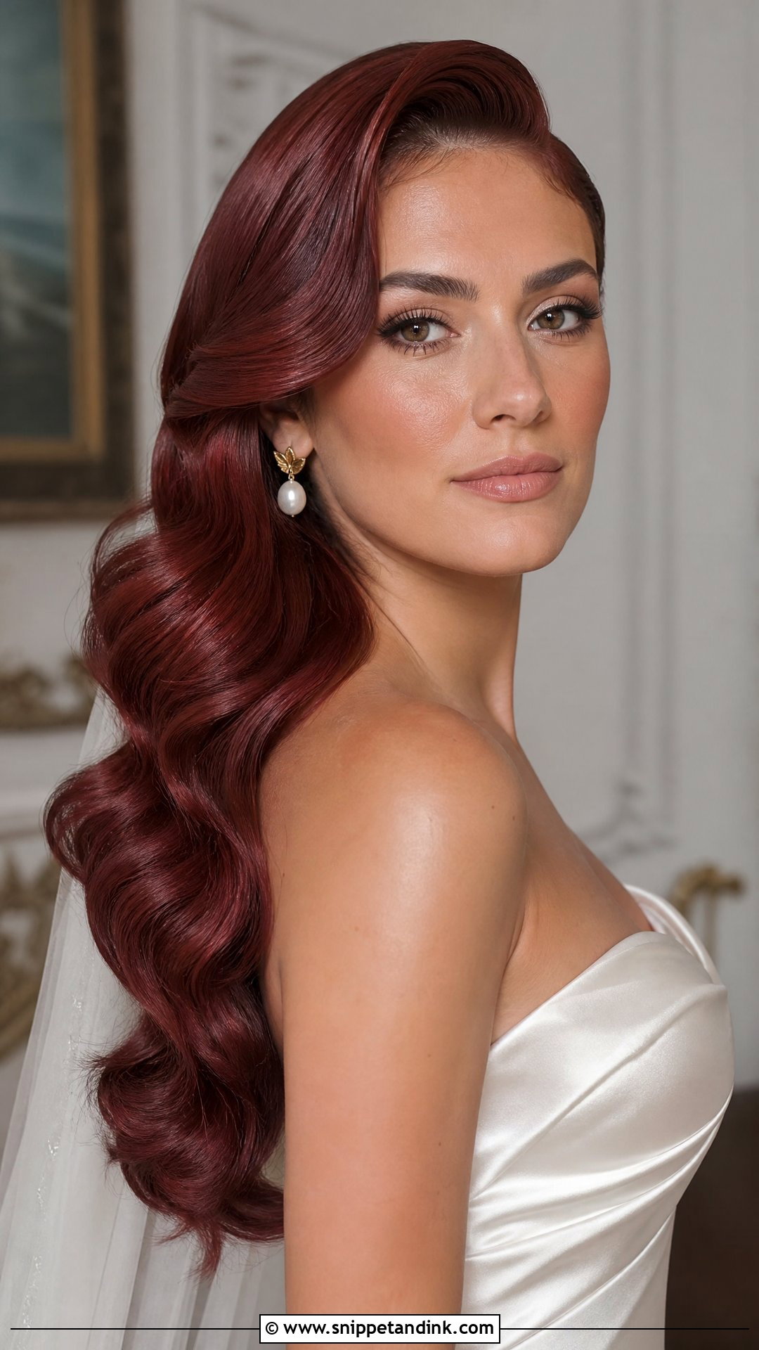 Red Bridal Hair Hollywood Waves - Snippet and Ink - 20 Red Bridal Hair Ideas