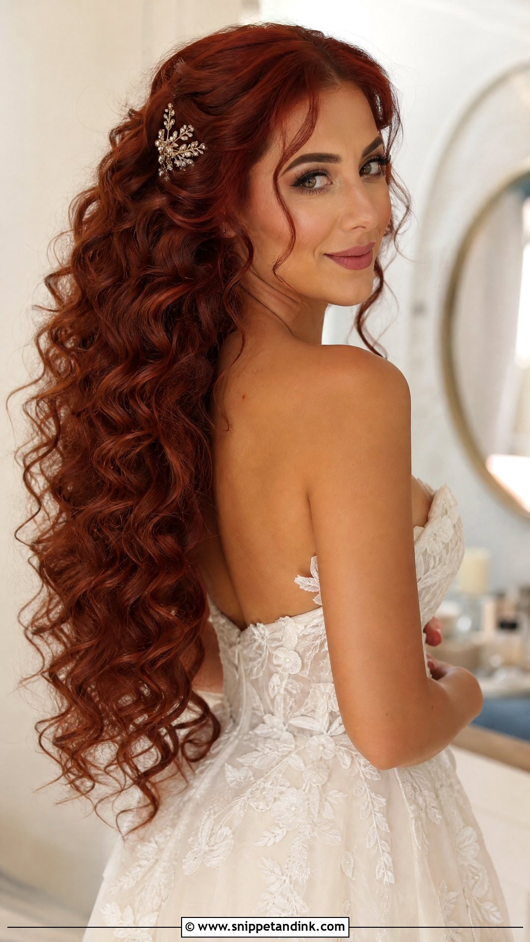 Red Bridal Hair Long Curls - Snippet and Ink - 20 Red Bridal Hair Ideas