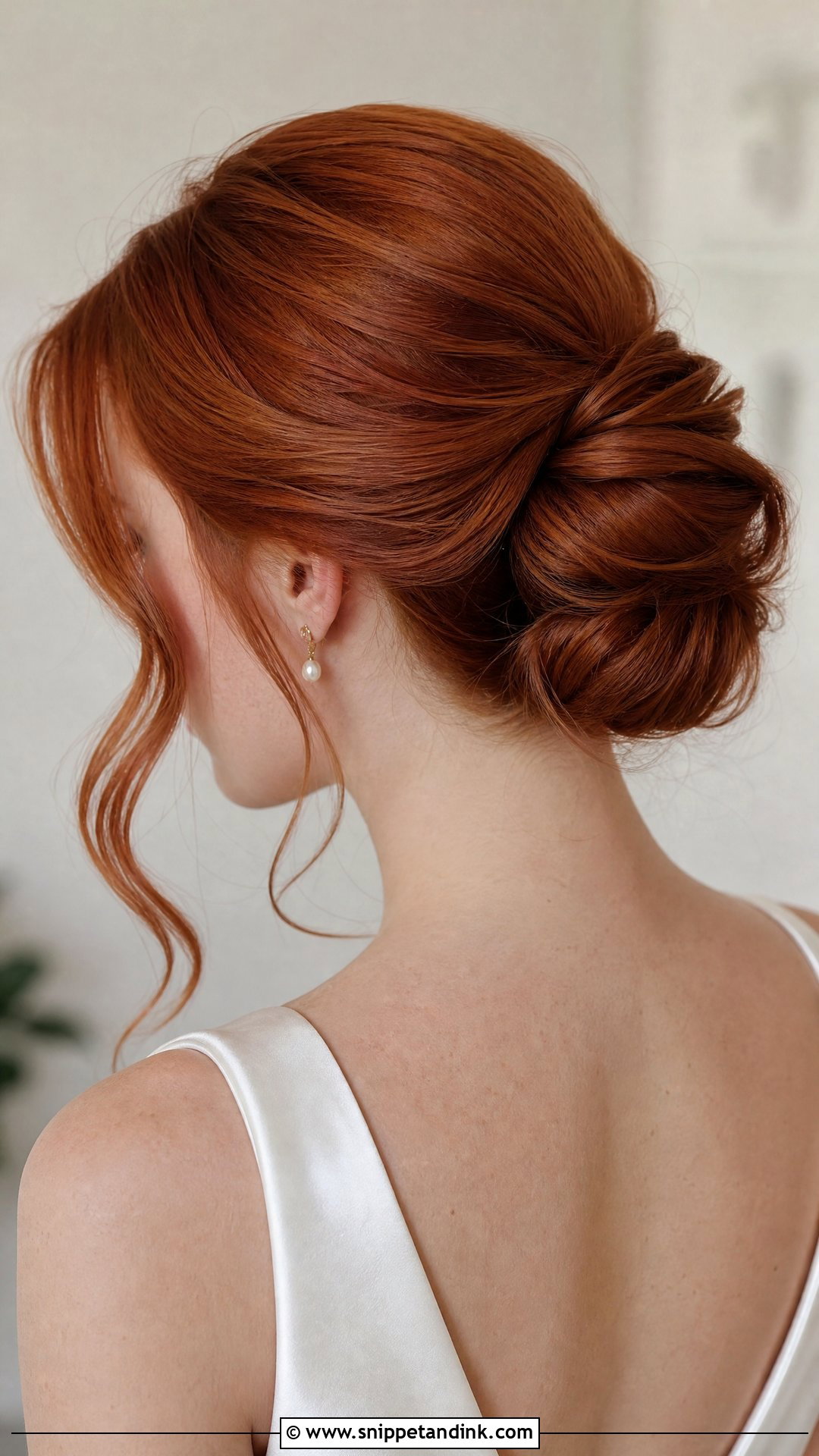 Red Bridal Hair Low Bun - Snippet and Ink - 20 Red Bridal Hair Ideas