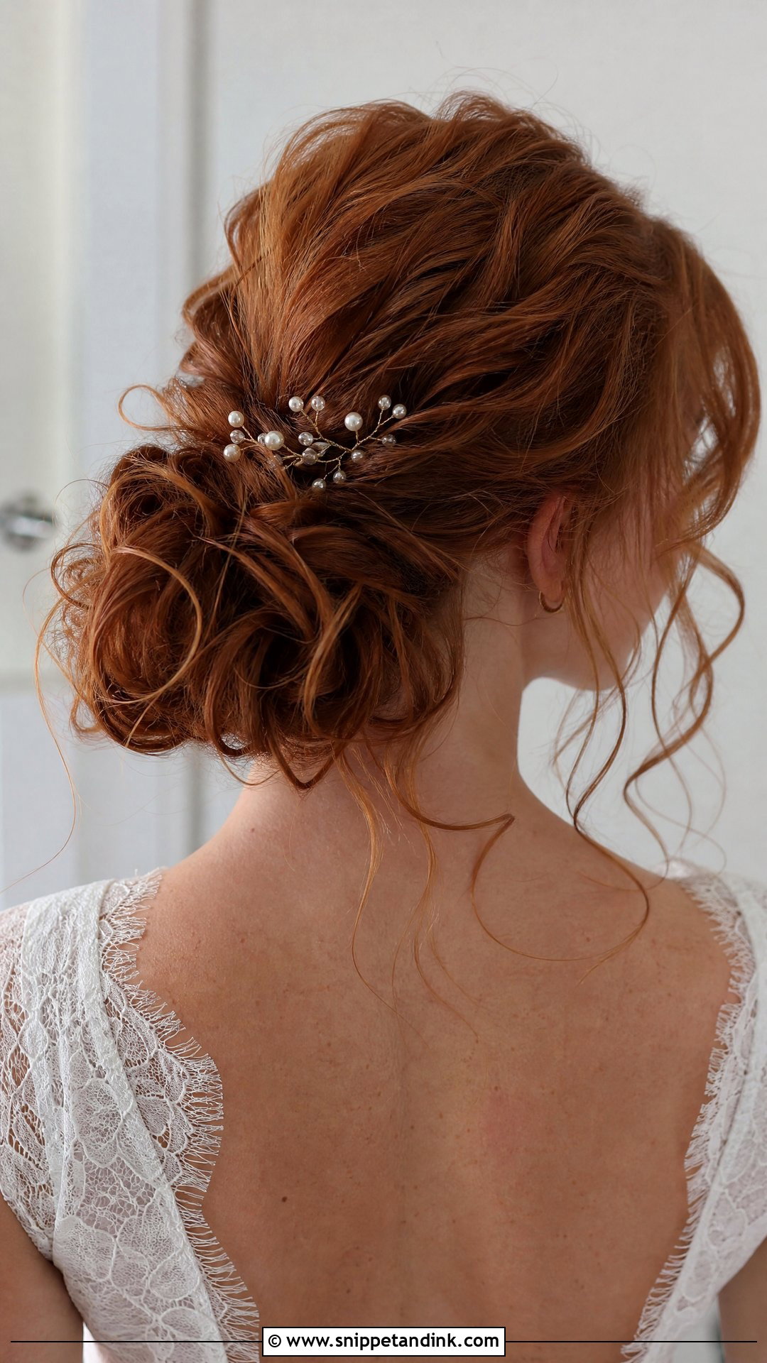 Red Bridal Hair Messy Bun - Snippet and Ink - 20 Red Bridal Hair Ideas
