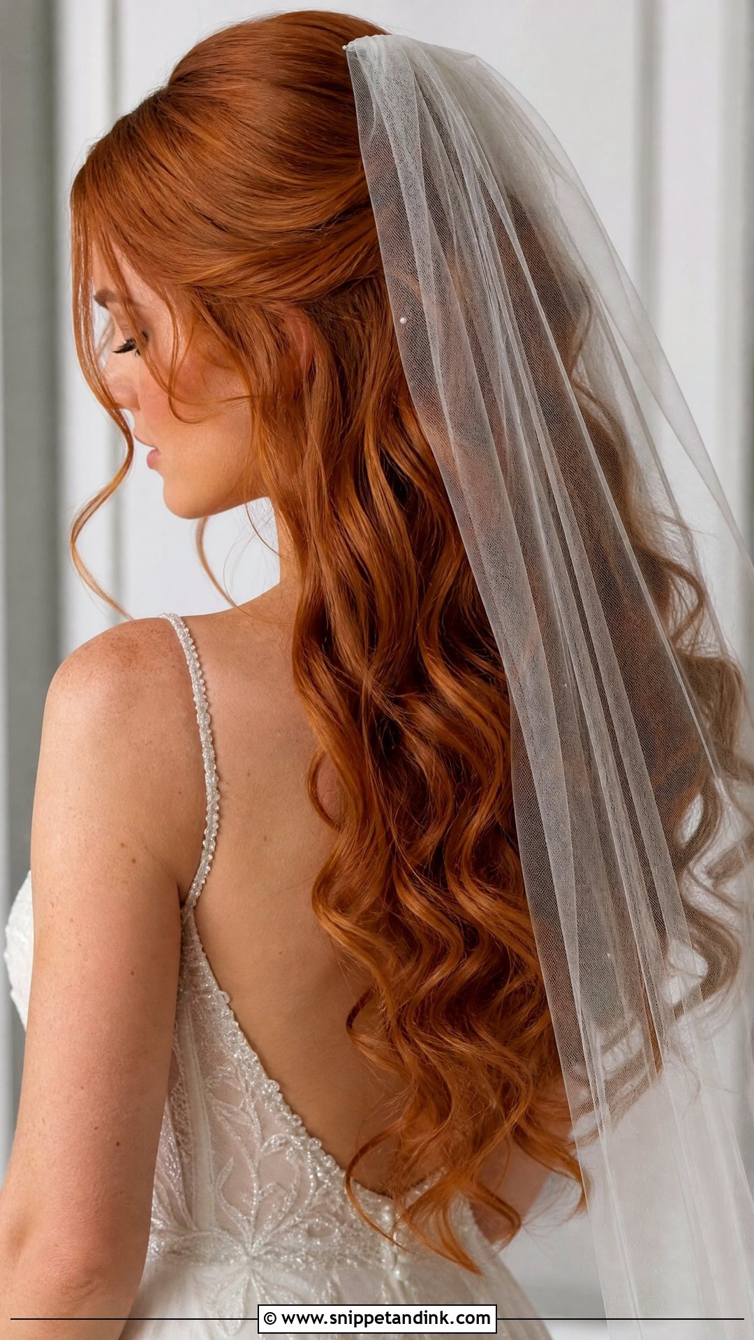 Red Bridal Hair With Veil - Snippet and Ink - 20 Red Bridal Hair Ideas