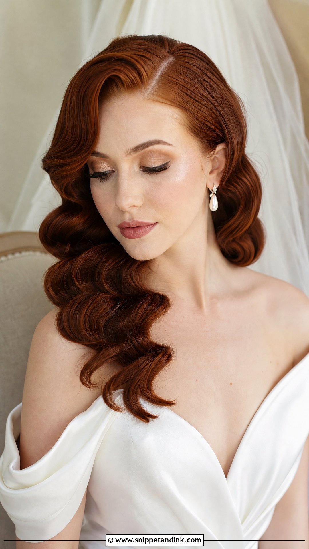 Red Bridal Hair With Vintage Curls - Snippet and Ink - 20 Red Bridal Hair Ideas