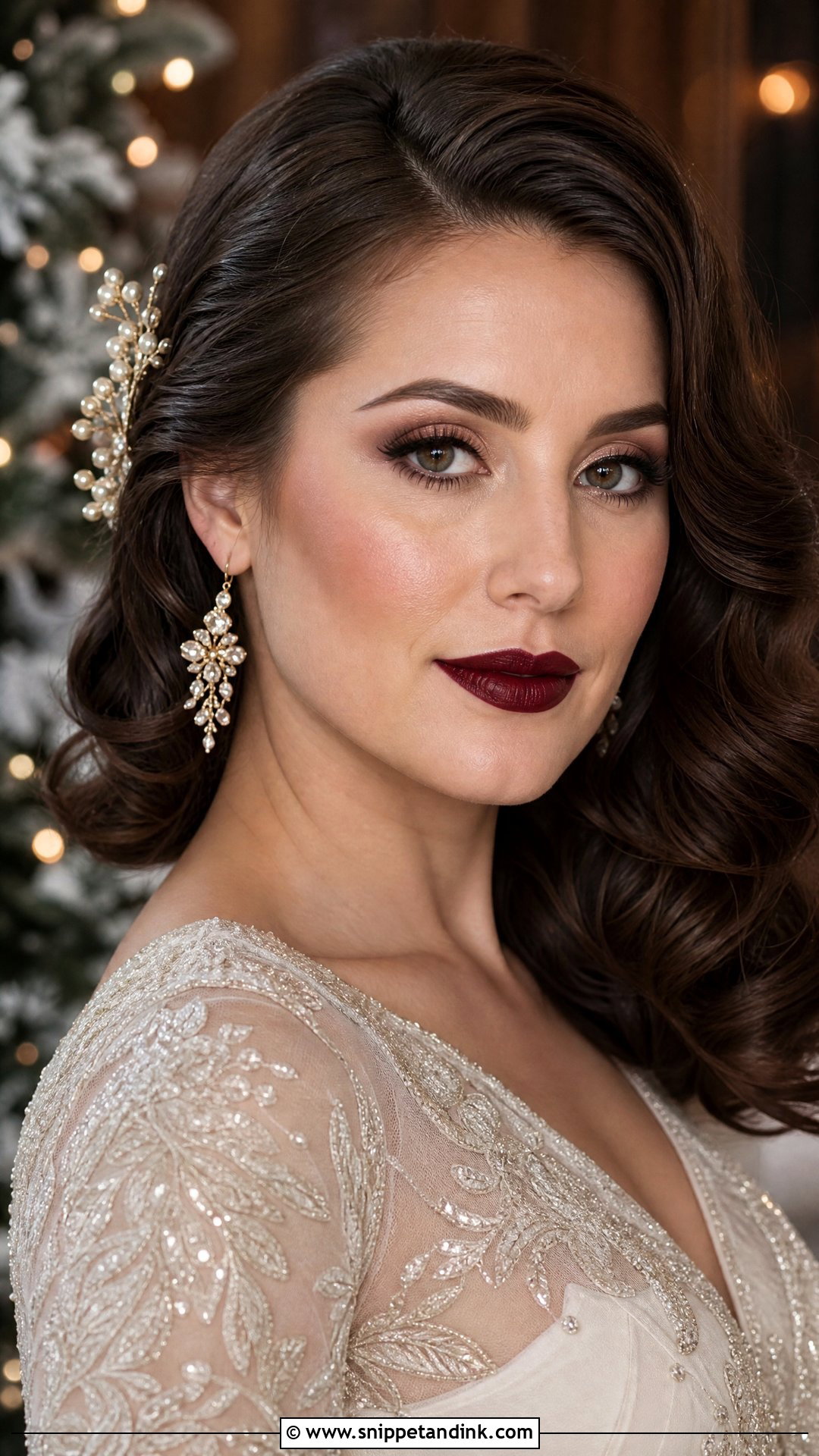 Red Bridal Makeup With Burgundy Lips - Snippet and Ink - 20 Red Bridal Makeup Ideas
