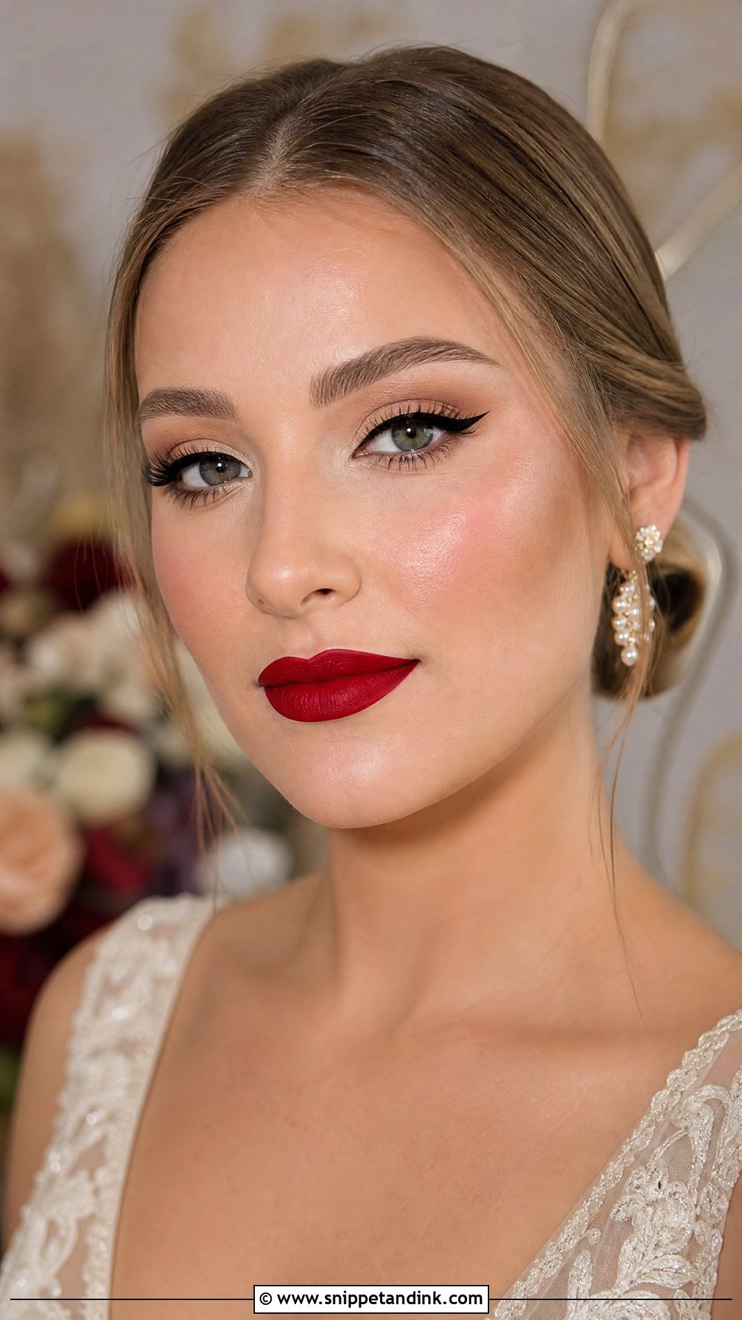Red Bridal Makeup With Winged Liner - Snippet and Ink - 20 Red Bridal Makeup Ideas