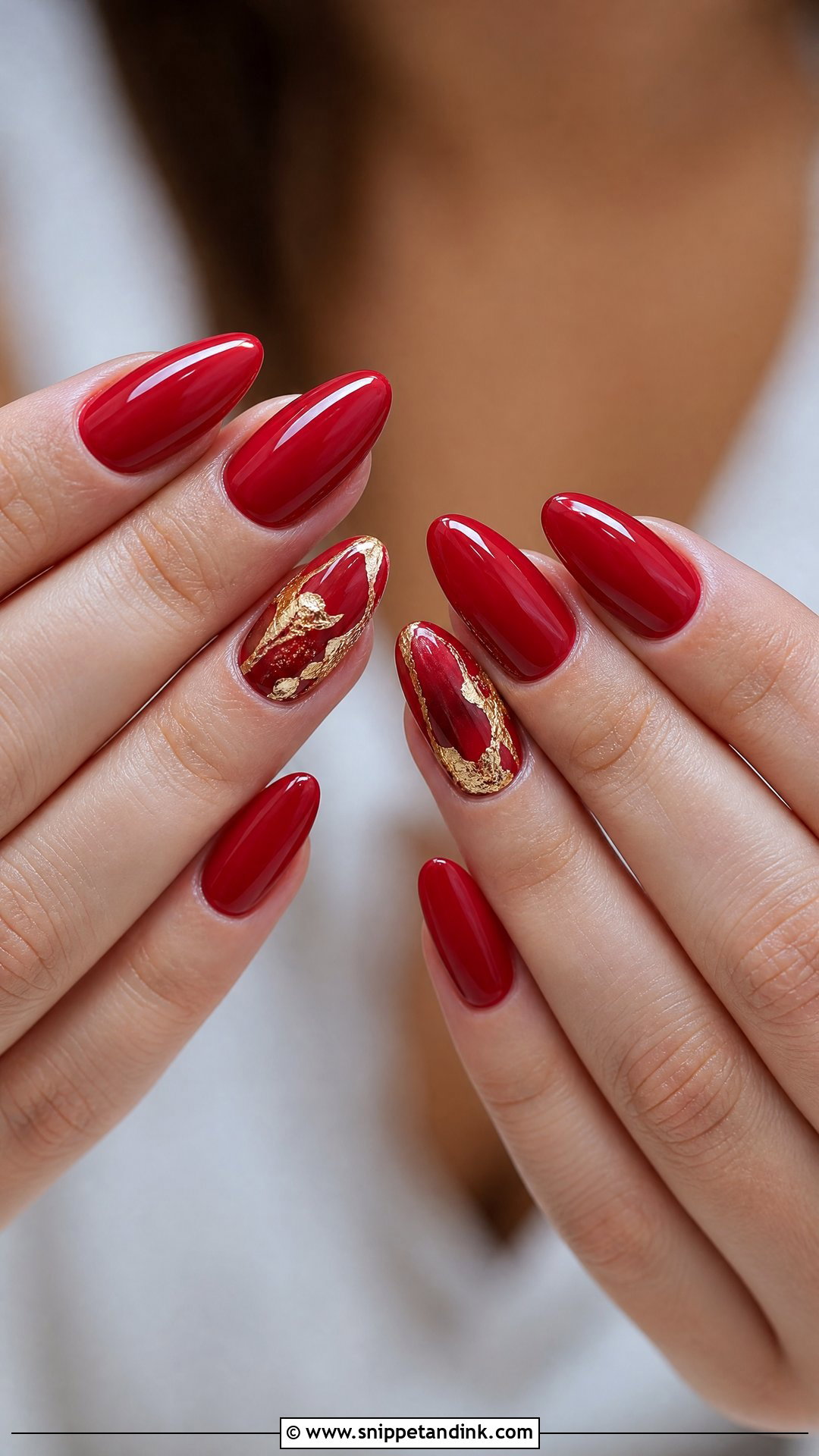 Red Bridal Nails For Almond Shape - Snippet and Ink - 25 Indian Red Bridal Nail Art Ideas