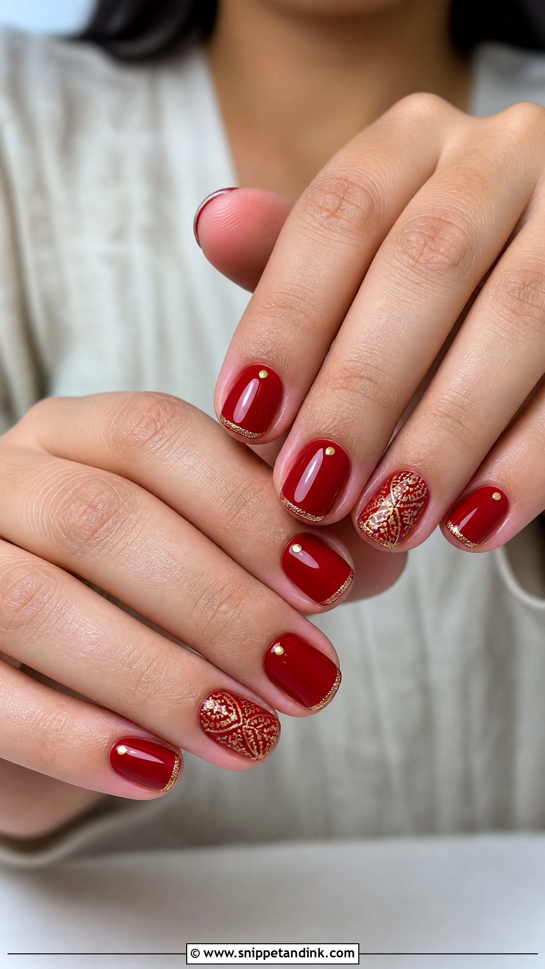 Red Bridal Nails For Short Nails - Snippet and Ink - 25 Indian Red Bridal Nail Art Ideas