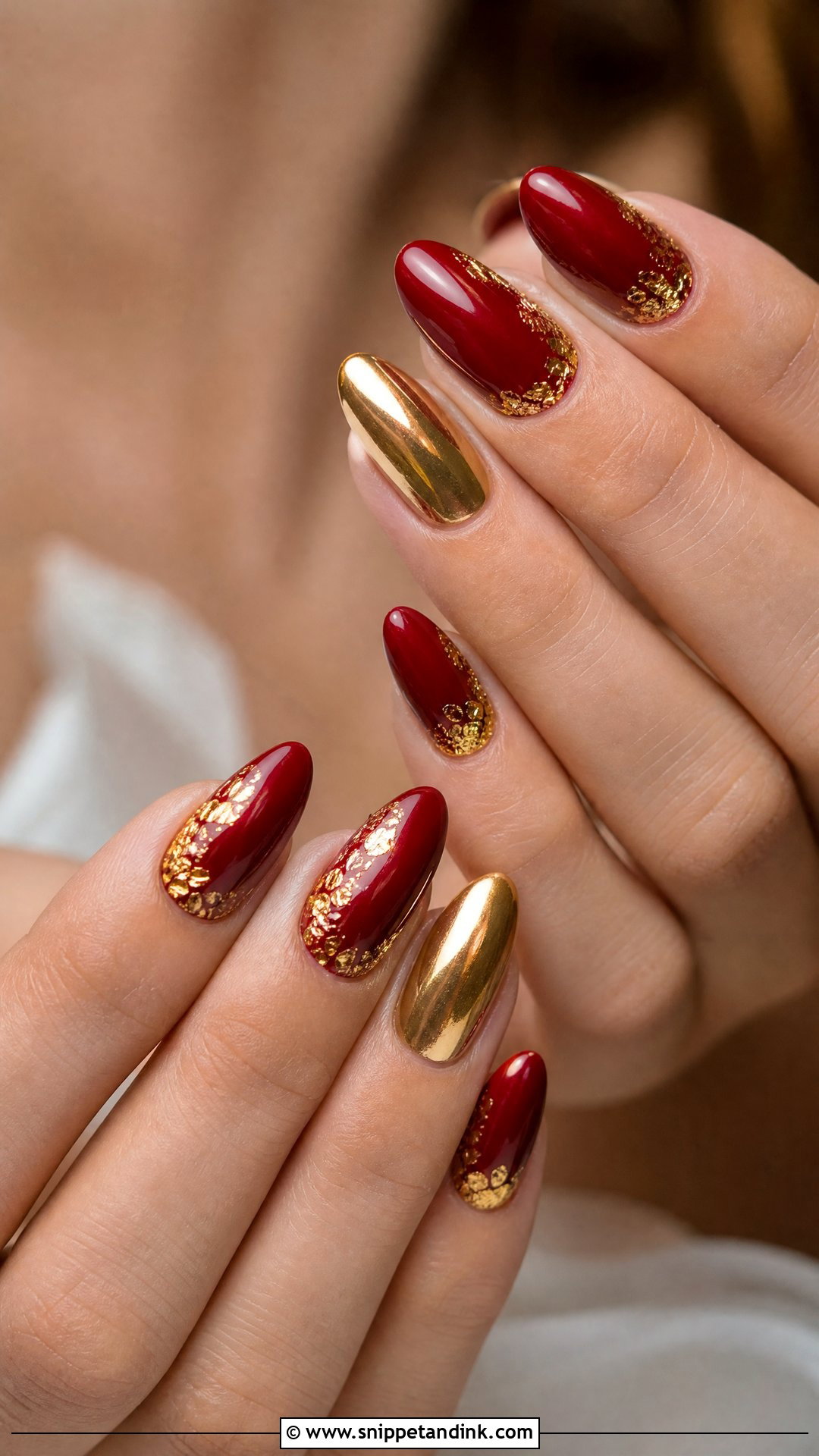 Red Bridal Nails With Gold - Snippet and Ink - 25 Red Bridal Wedding Nails