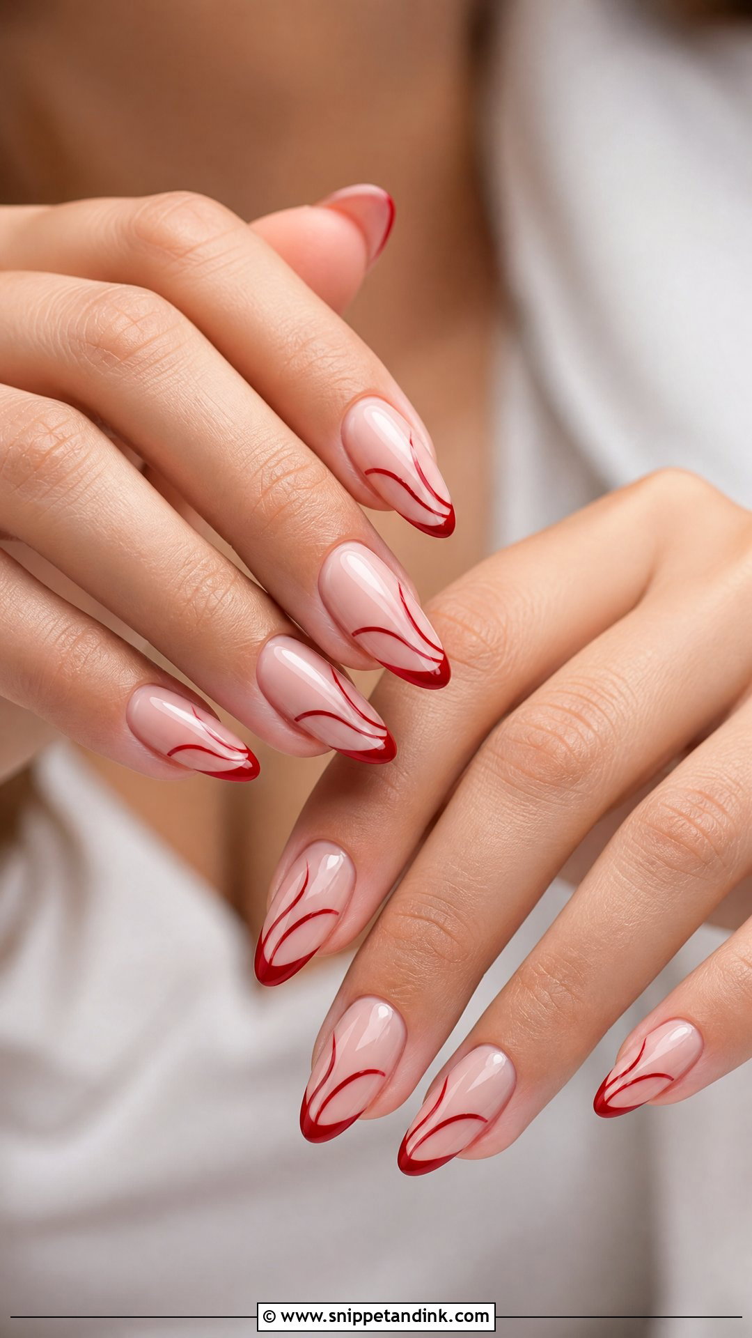 Red Bridal Nails With Nude Base - Snippet and Ink - 25 Red Bridal Nails